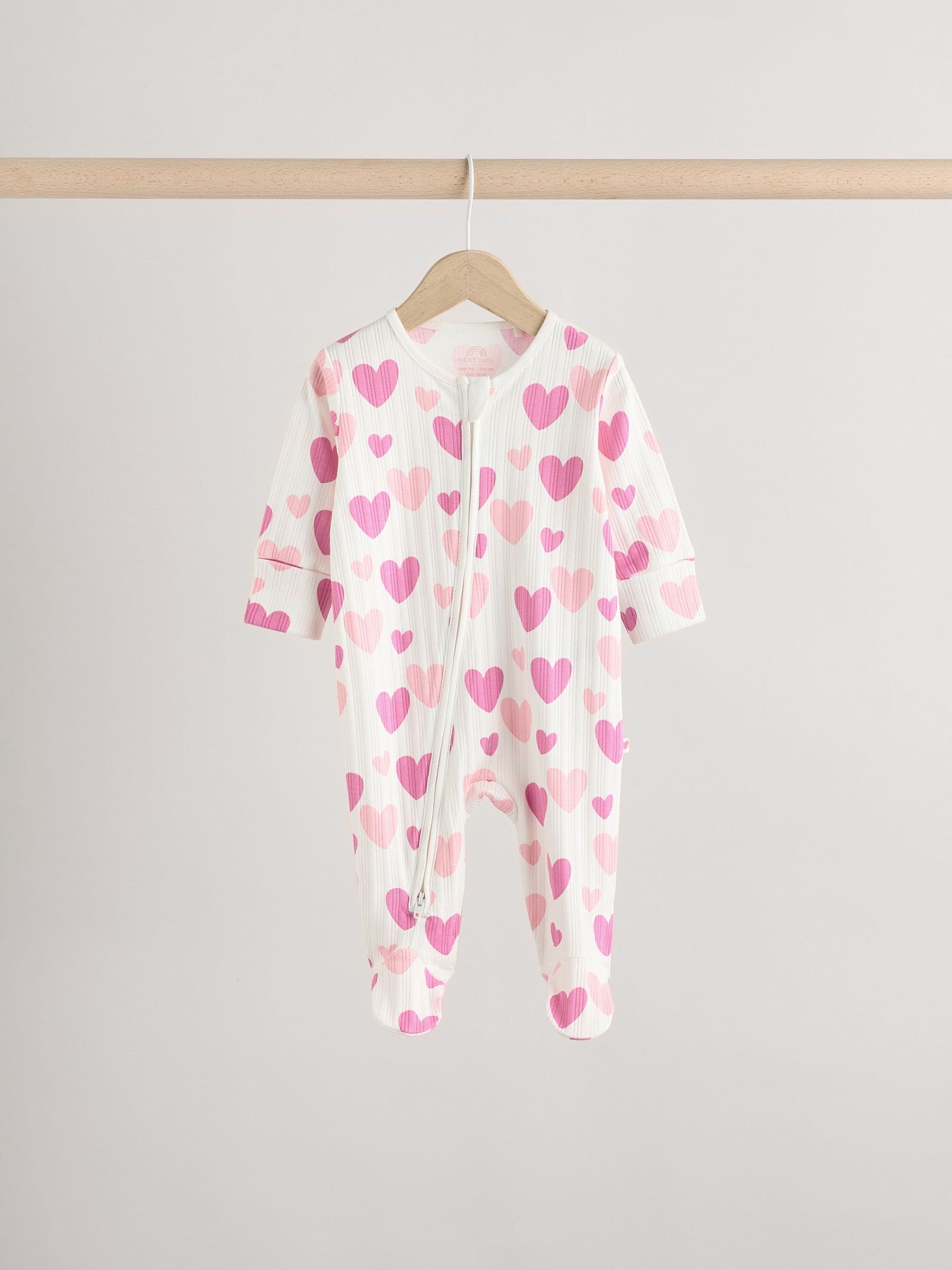 Pink 3 Pack Baby Pink Star Printed Sleepsuit (0mths-2yrs)