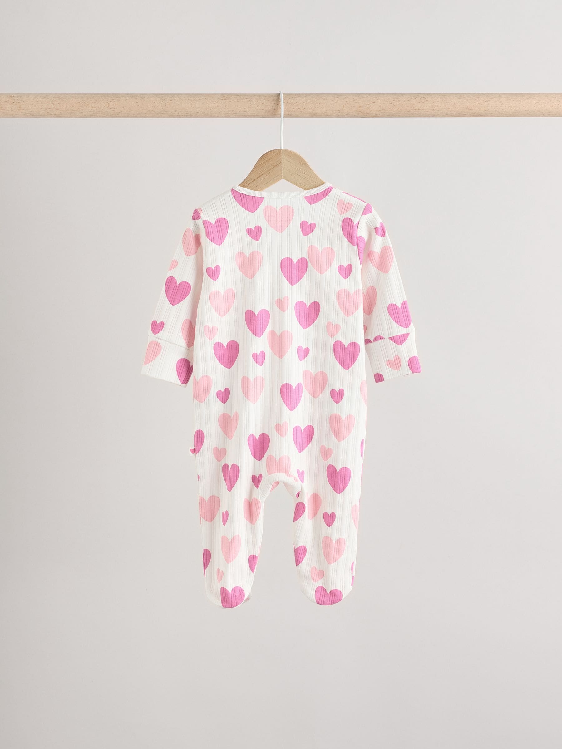 Pink 3 Pack Baby Pink Star Printed Sleepsuit (0mths-2yrs)