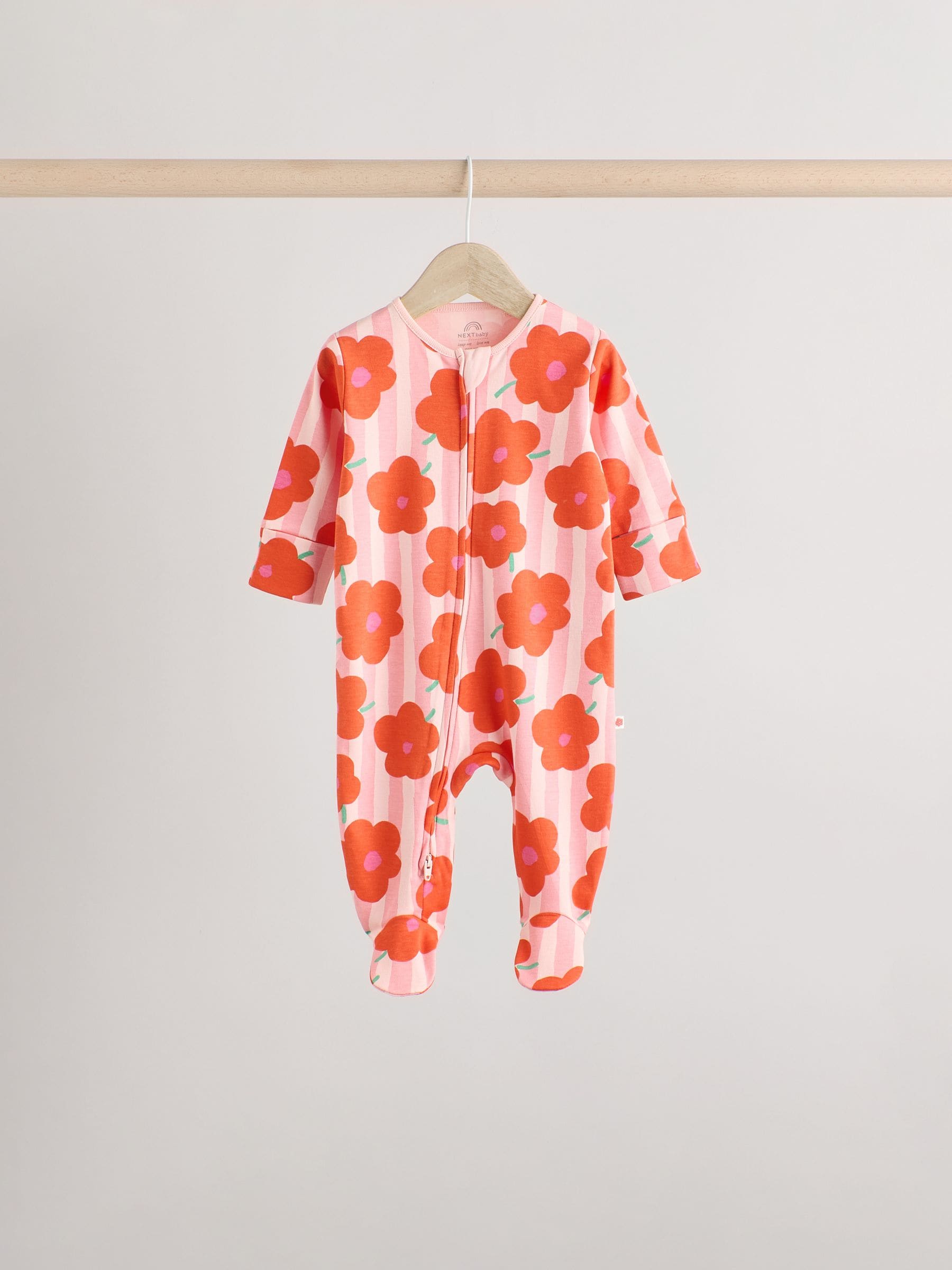 Multi Two Way Zip Baby 100% Cotton Sleepsuits 5 Pack (0mths-2yrs)