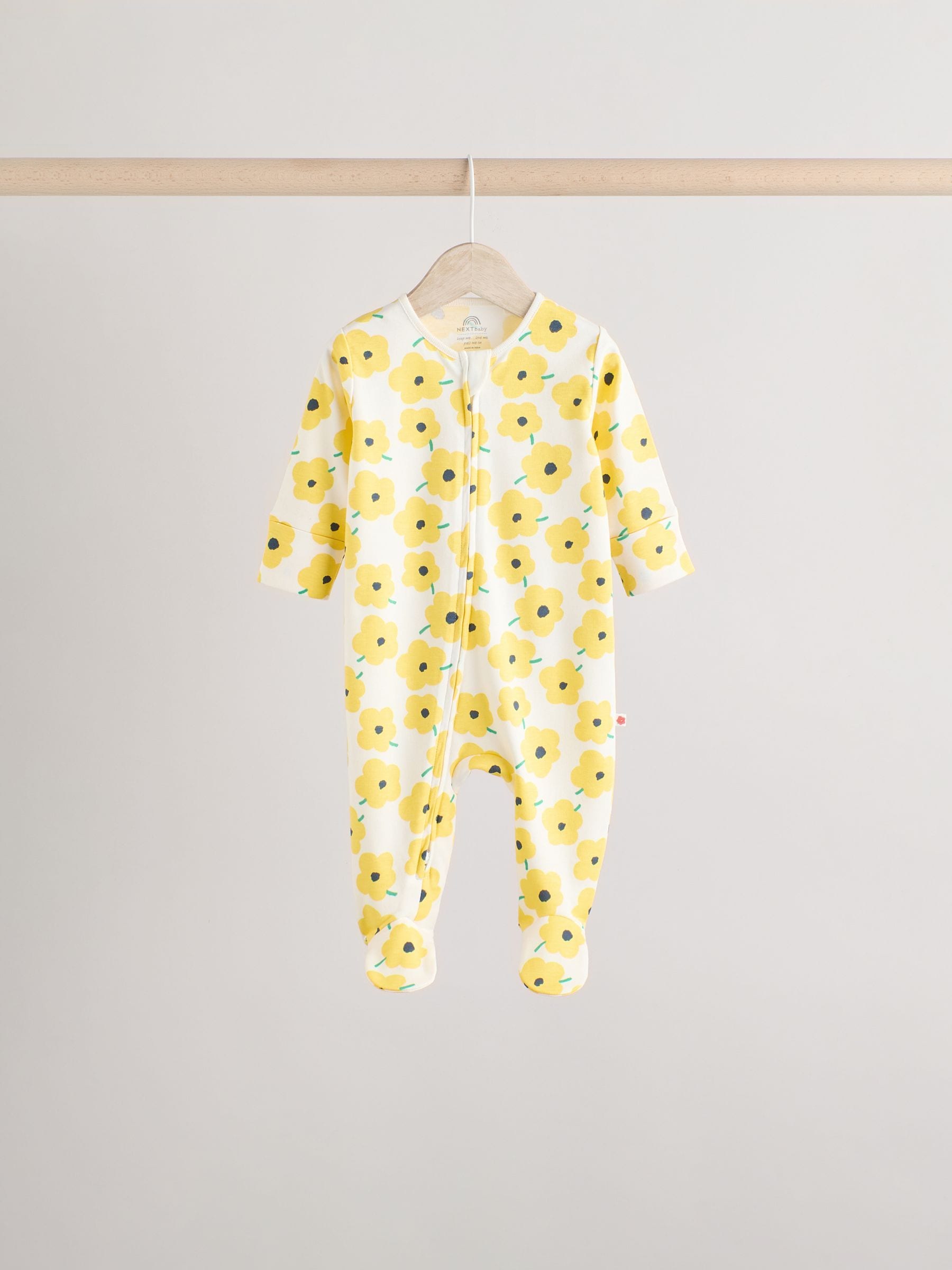 Multi Two Way Zip Baby 100% Cotton Sleepsuits 5 Pack (0mths-2yrs)