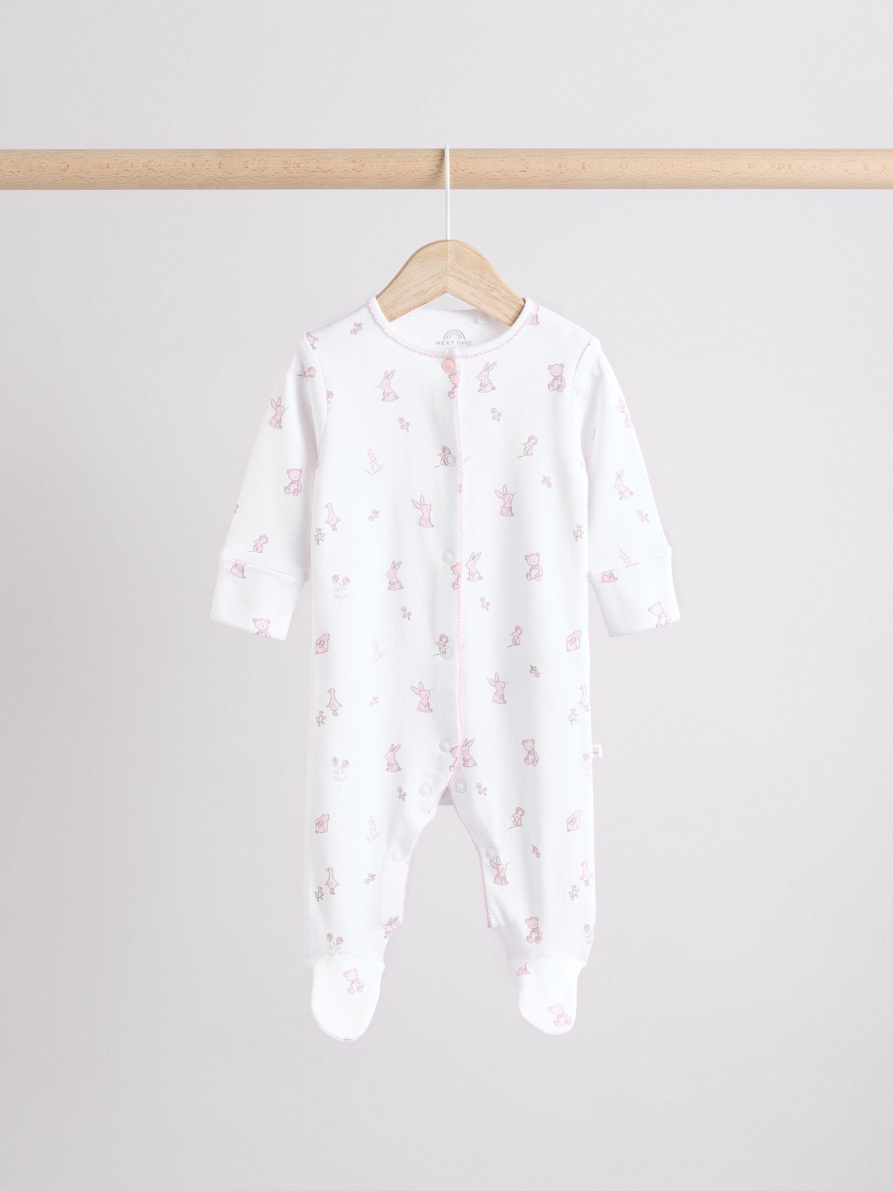 White Baby Collar 100% Cotton Sleepsuits 3 Pack