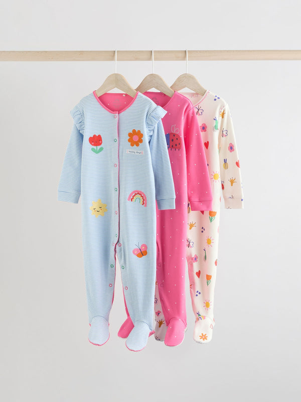 Blue Baby 100% Cotton Sleepsuits 3 Pack (0mths-2yrs)