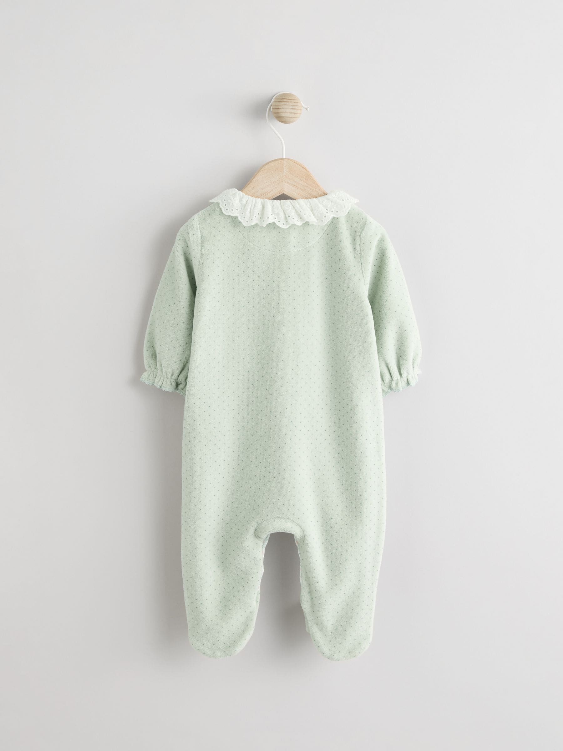 Green Velour Baby Sleepsuit (0mths-3yrs)