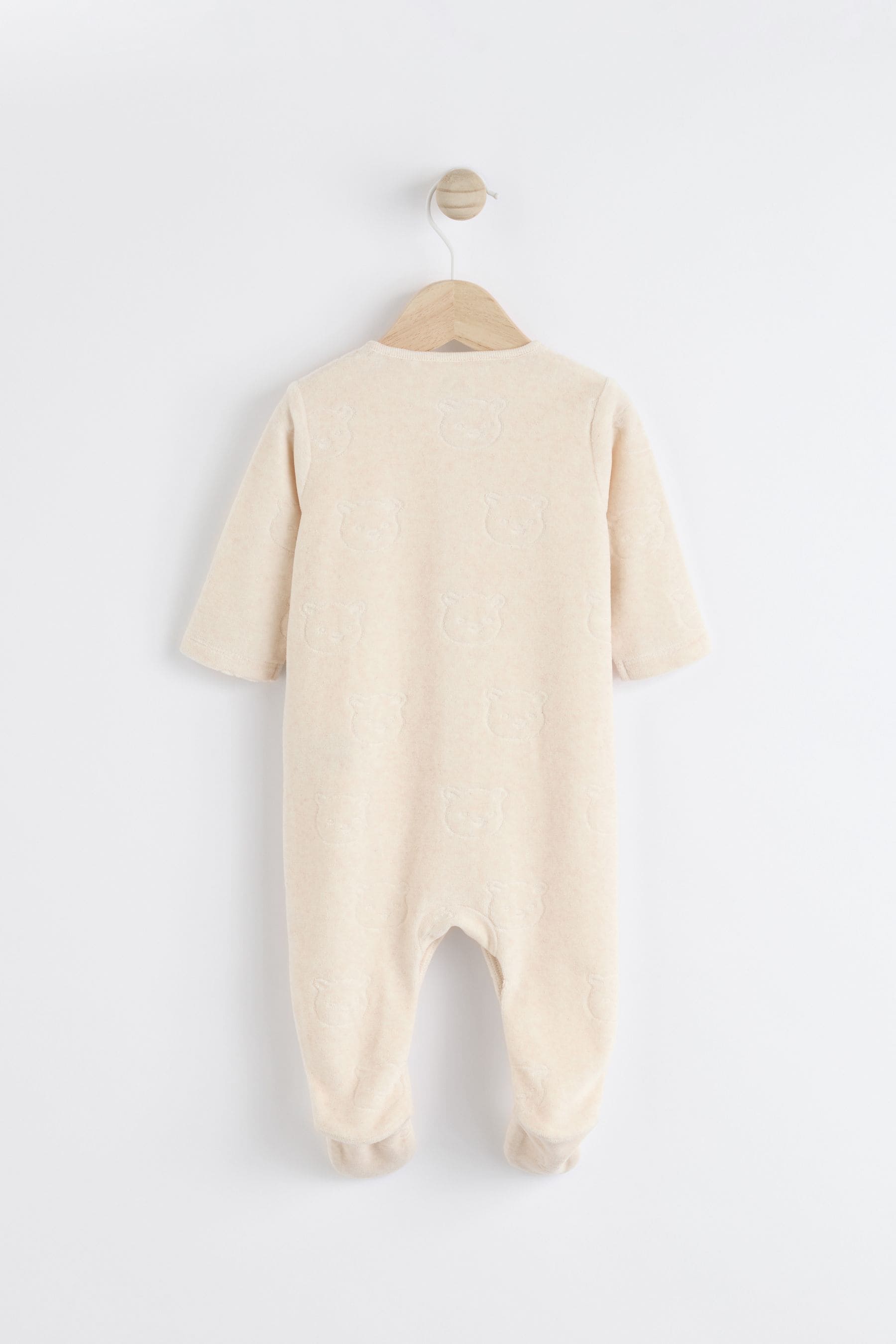 Neutral Teddy Bear Textured Baby Sleepsuit (0mths-3yrs)