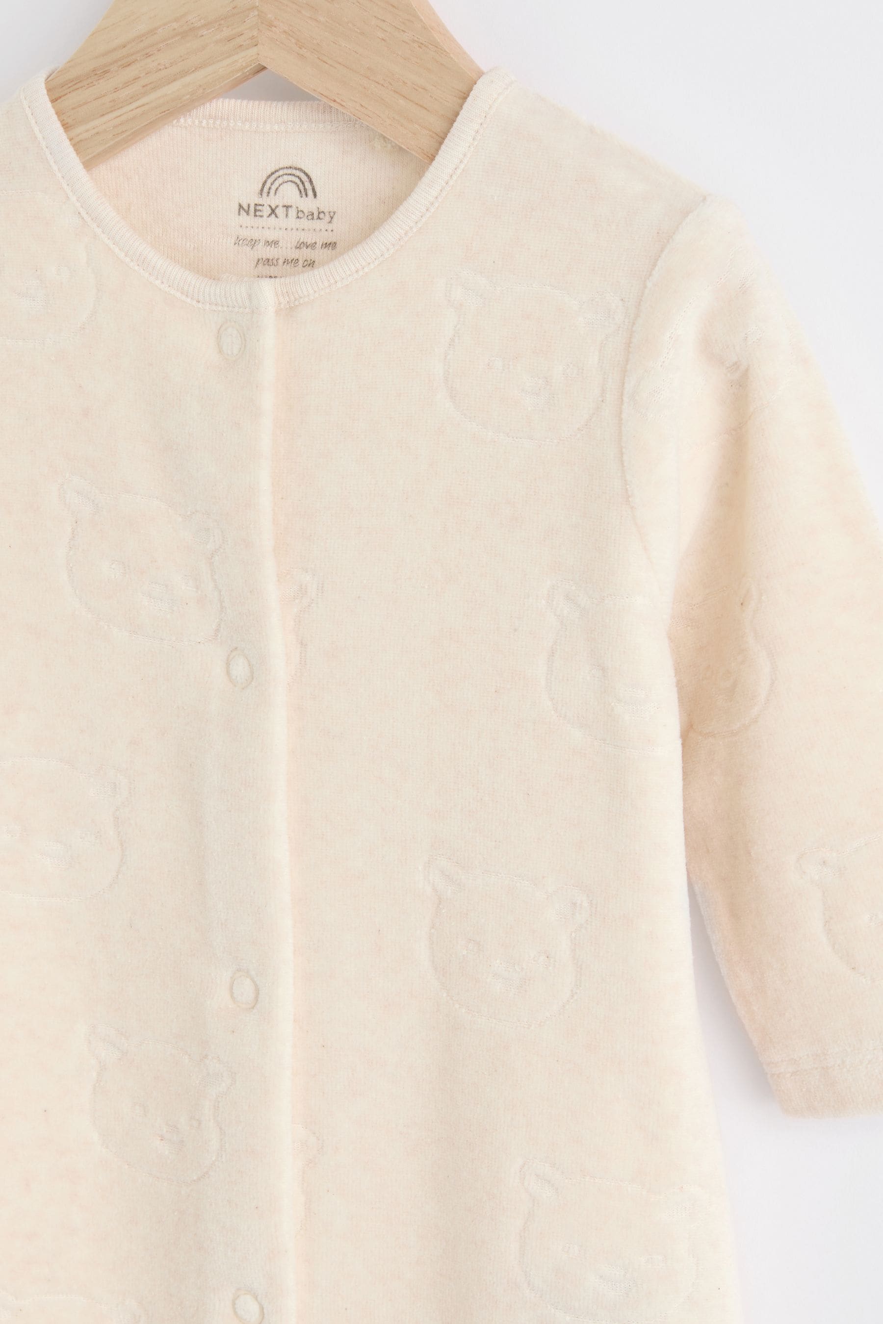 Neutral Teddy Bear Textured Baby Sleepsuit (0mths-3yrs)