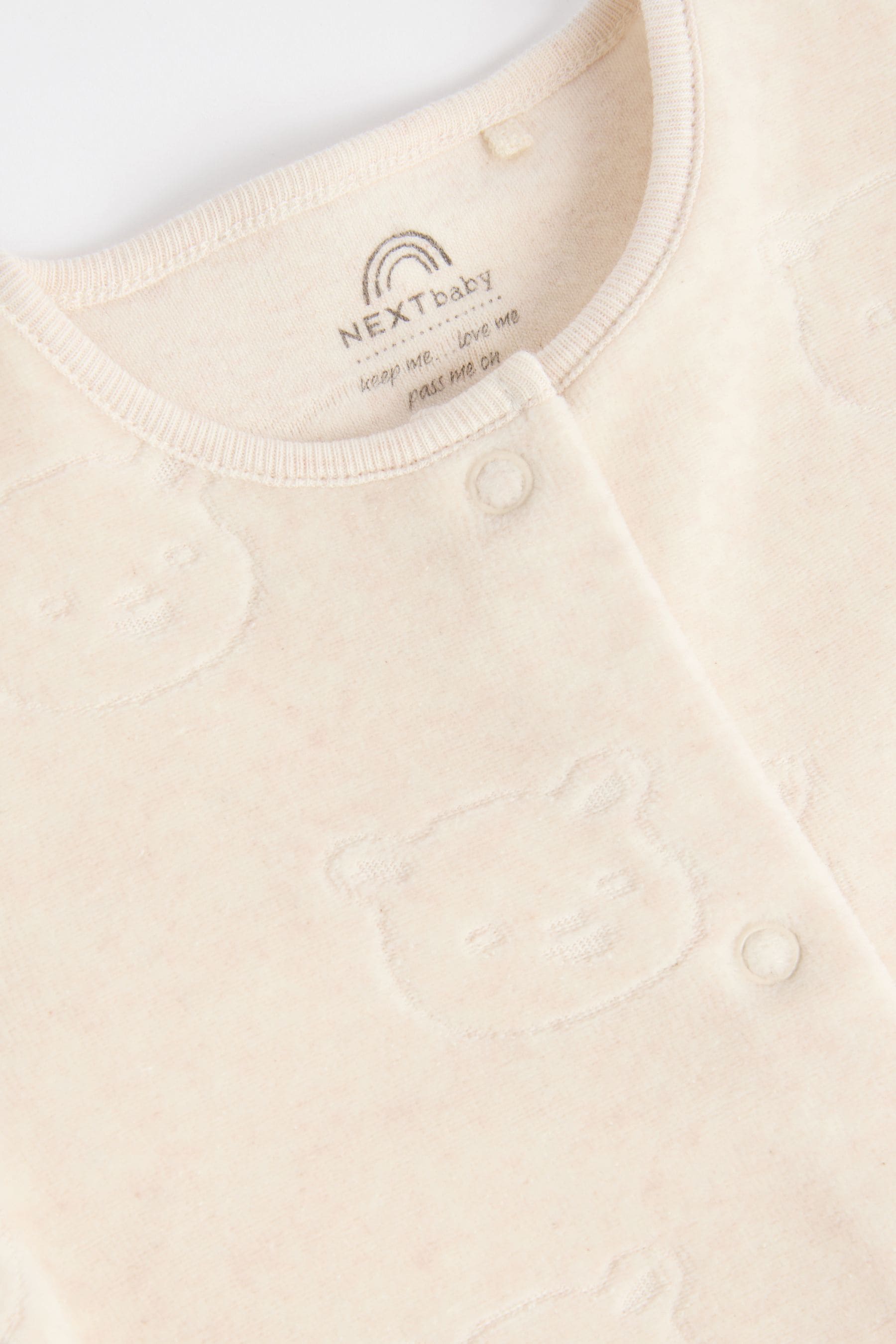 Neutral Teddy Bear Textured Baby Sleepsuit (0mths-3yrs)