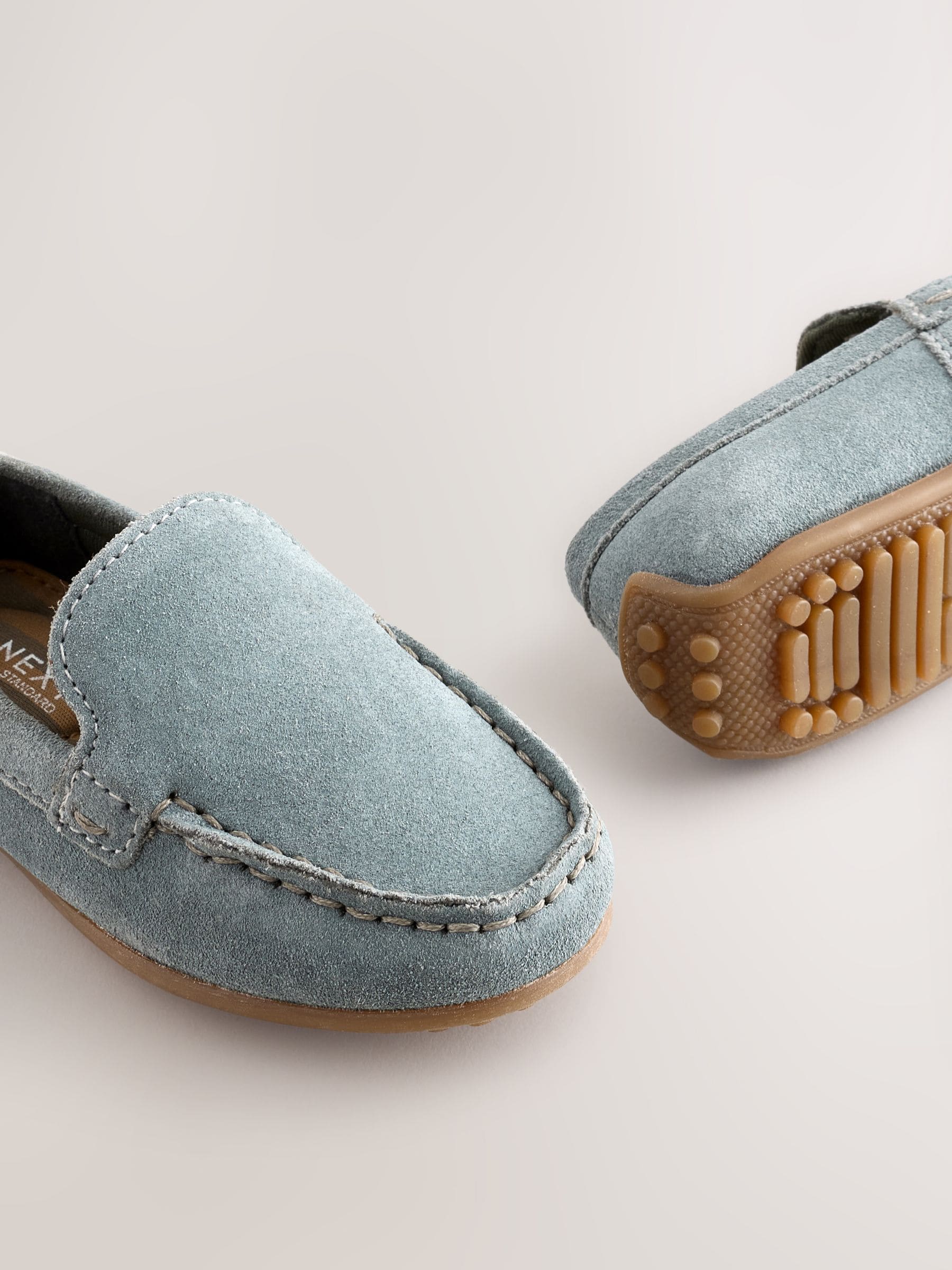 Blue Standard Fit (F) Suede Slip-Ons Loafers Shoes