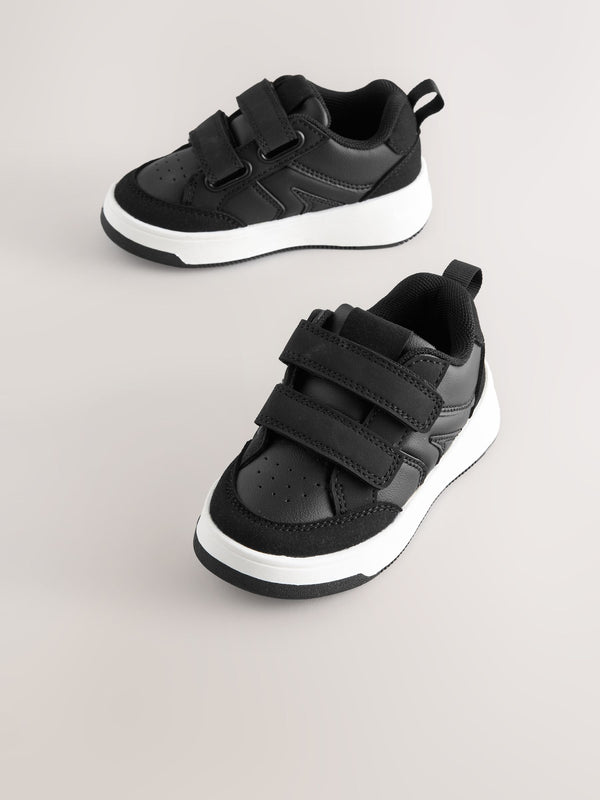 Black Standard Fit (F) Touch Fastening Two Strap Trainers