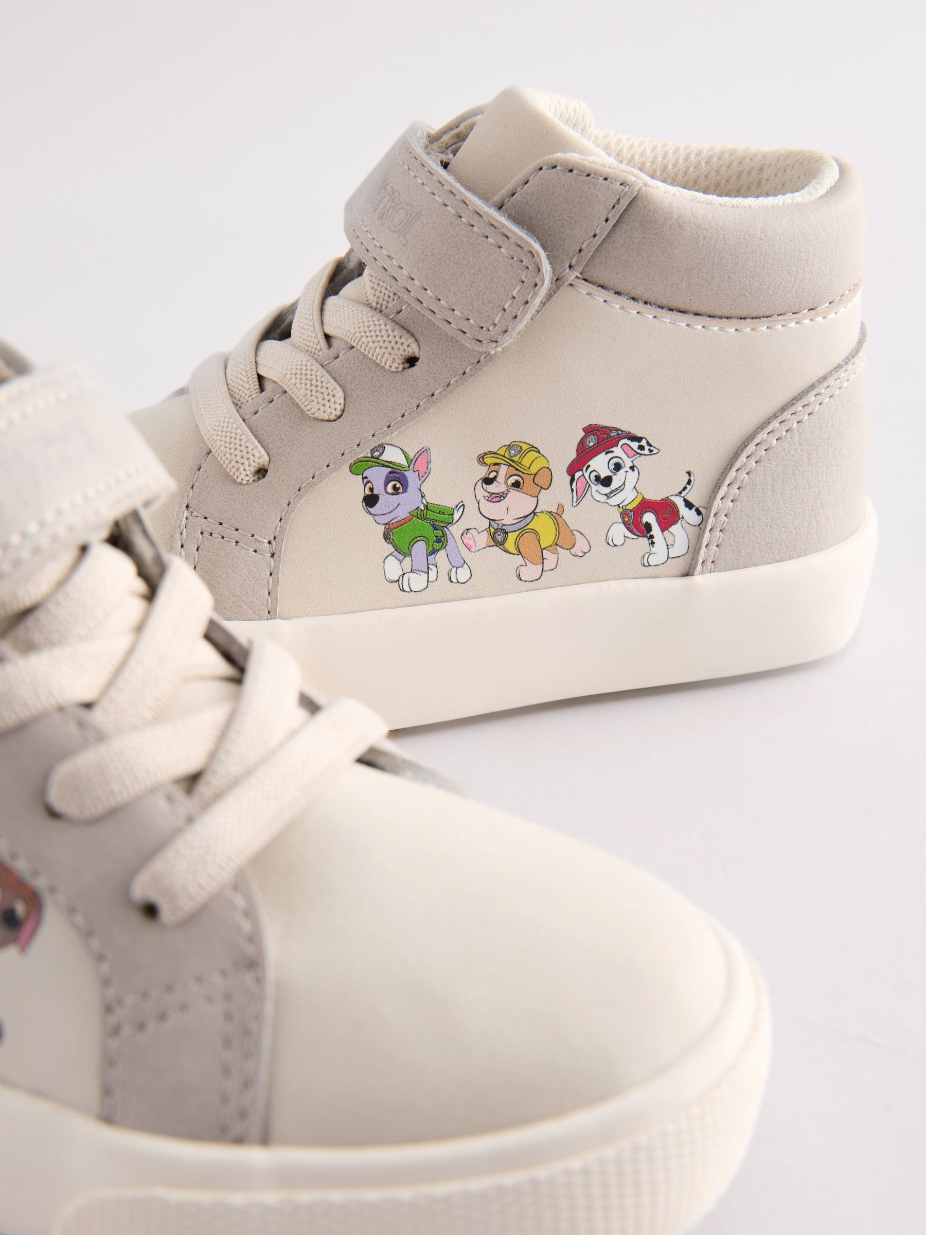 Grey Standard Fit (F) Paw Patrol Elastic Lace High Top Trainers