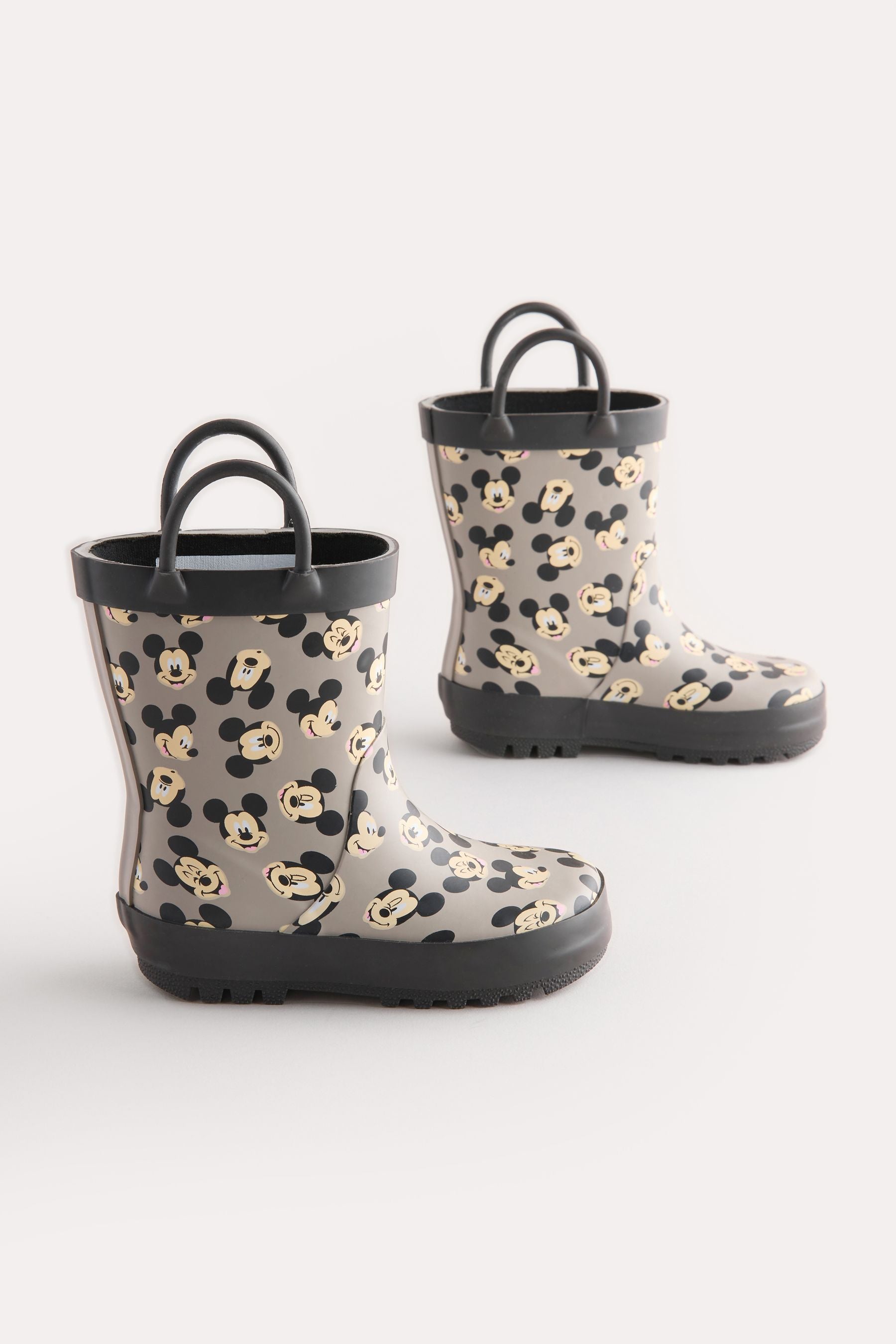 Grey Mickey Mouse Handle Pull-On Wellies