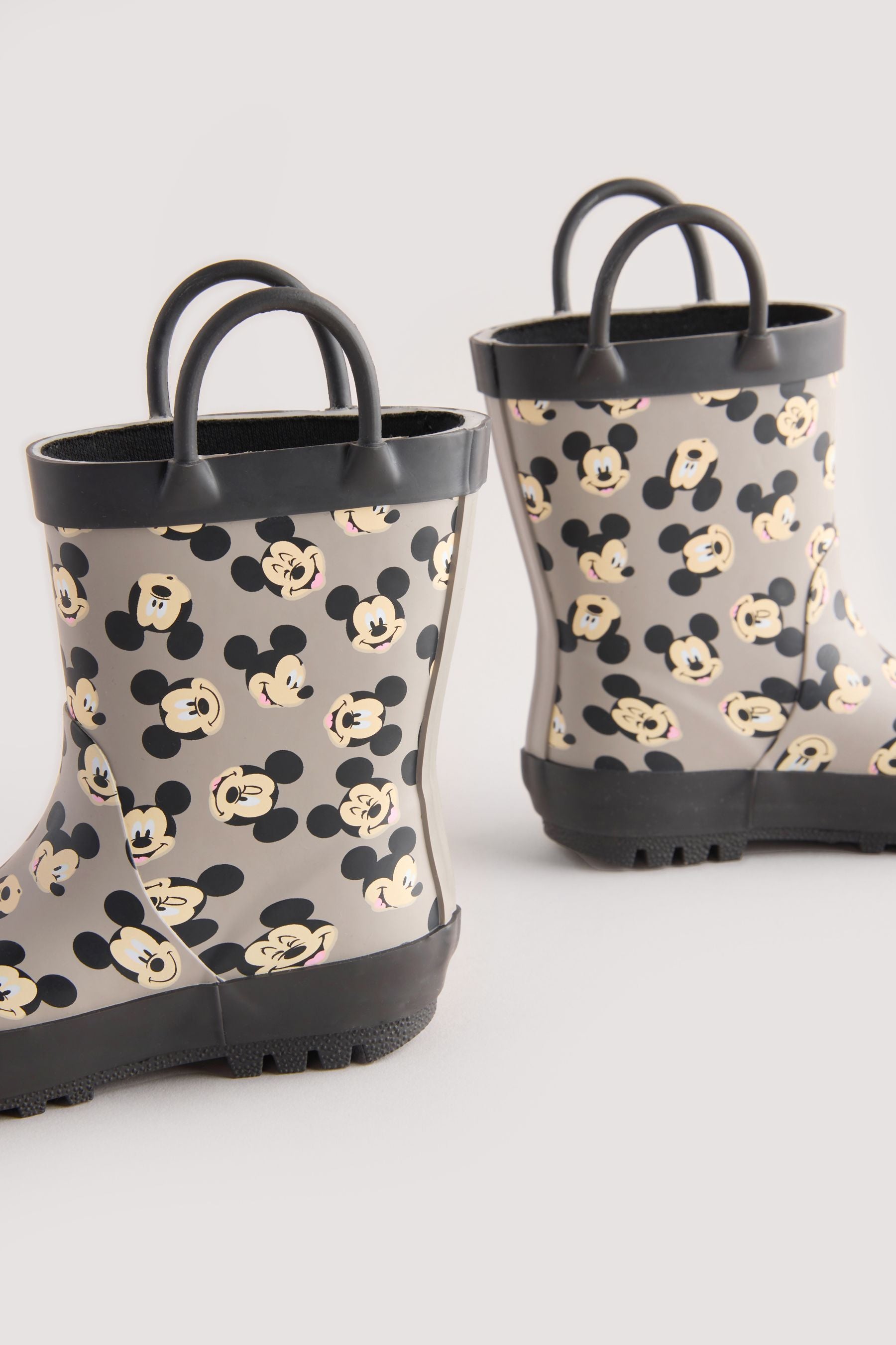 Grey Mickey Mouse Handle Pull-On Wellies