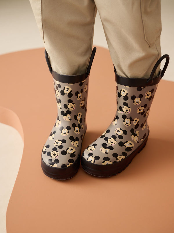 Grey Mickey Mouse Handle Pull-On Wellies