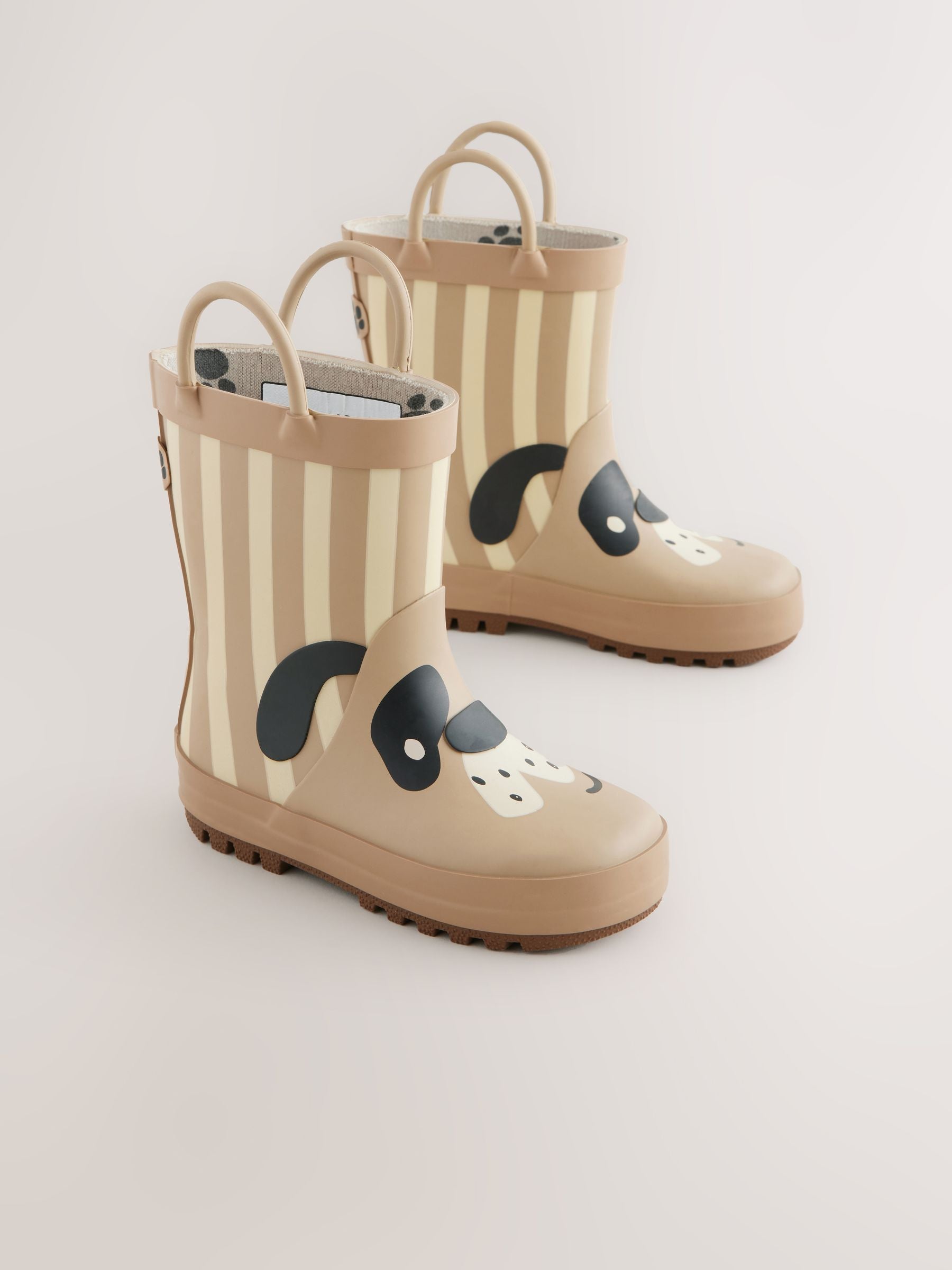 Natural Stripe Dog Handle Pull-On Wellies