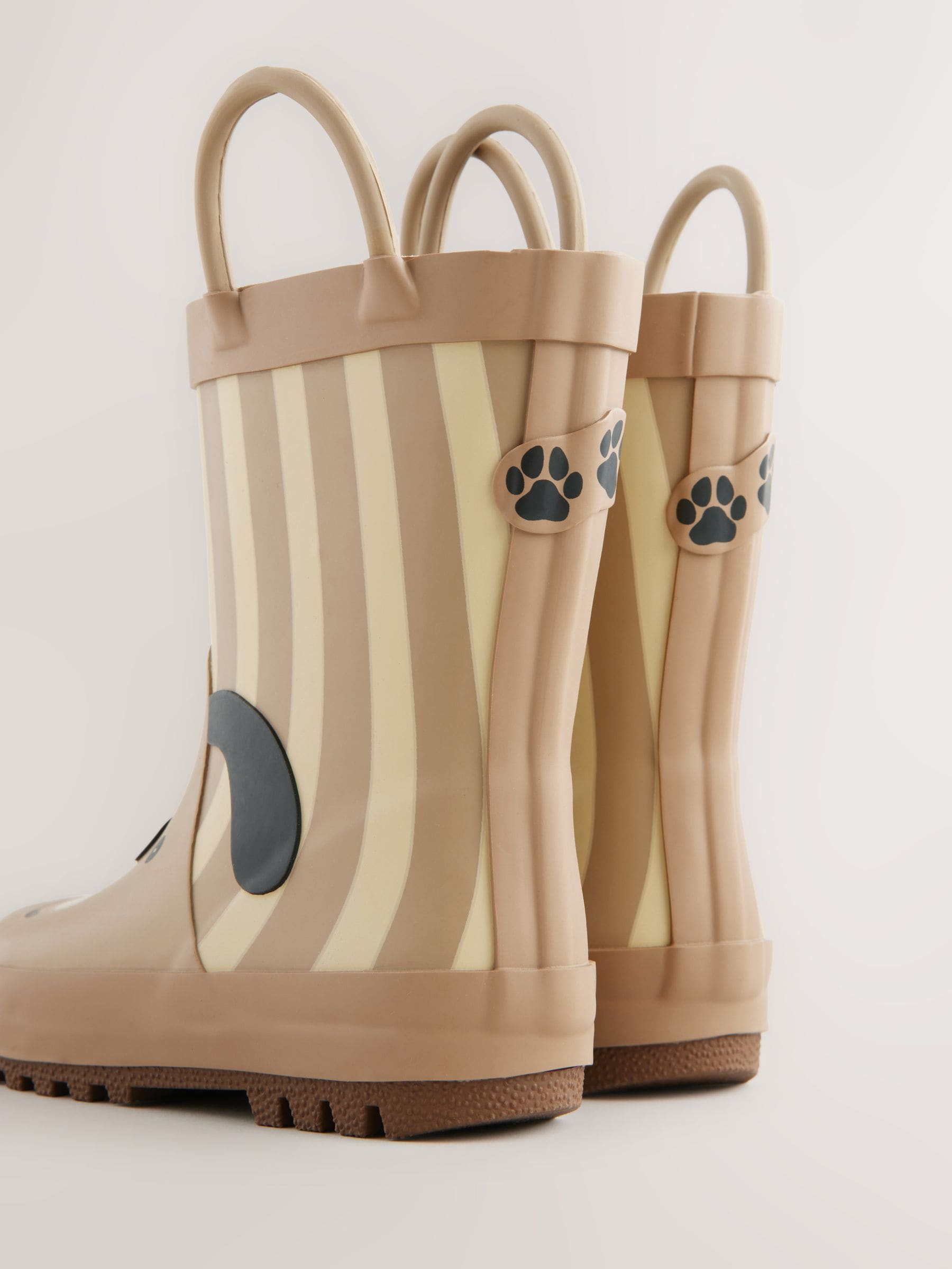 Natural Stripe Dog Handle Pull-On Wellies