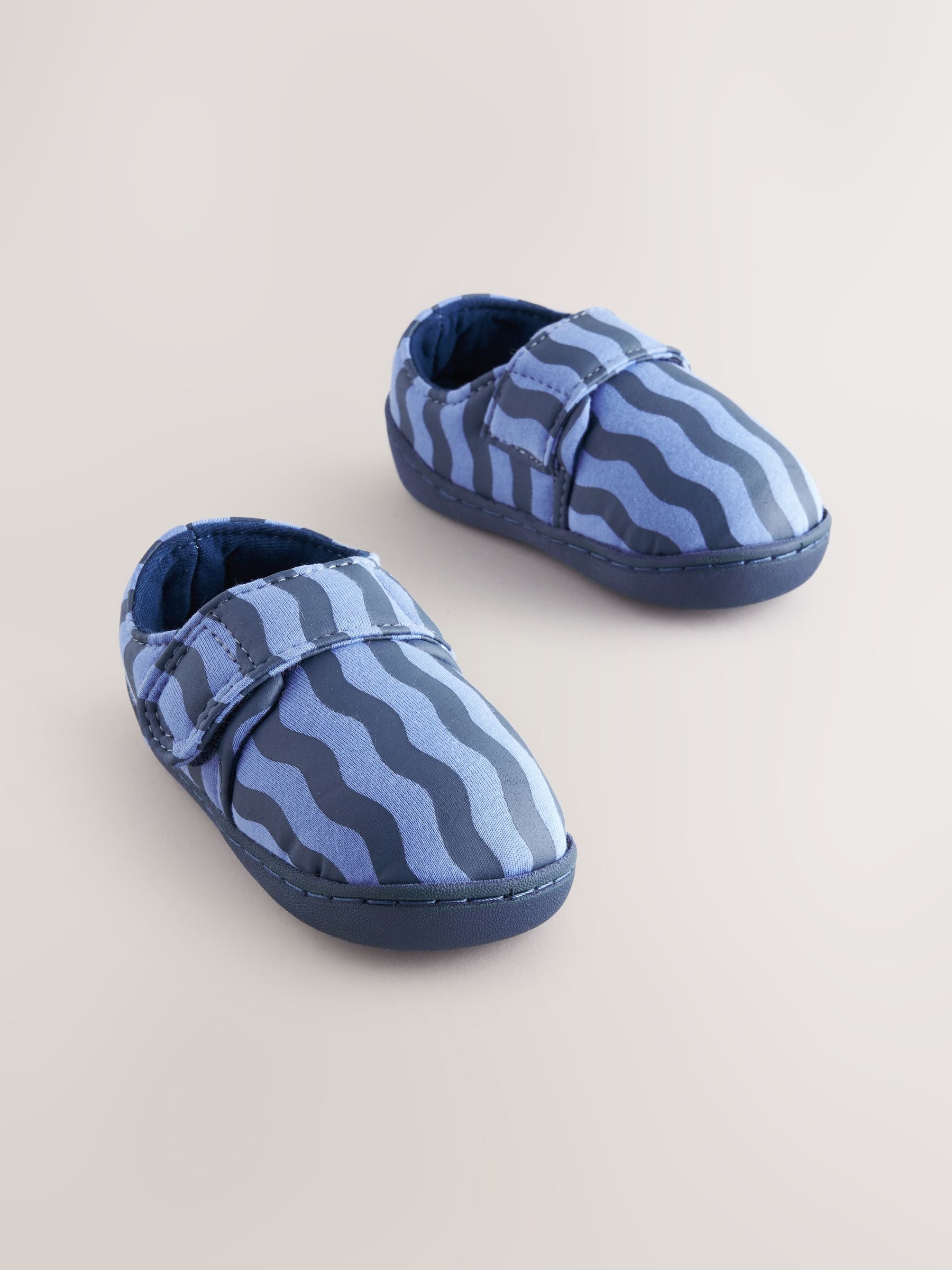 Blue Stripe Touch Fastening Cupsole Slippers