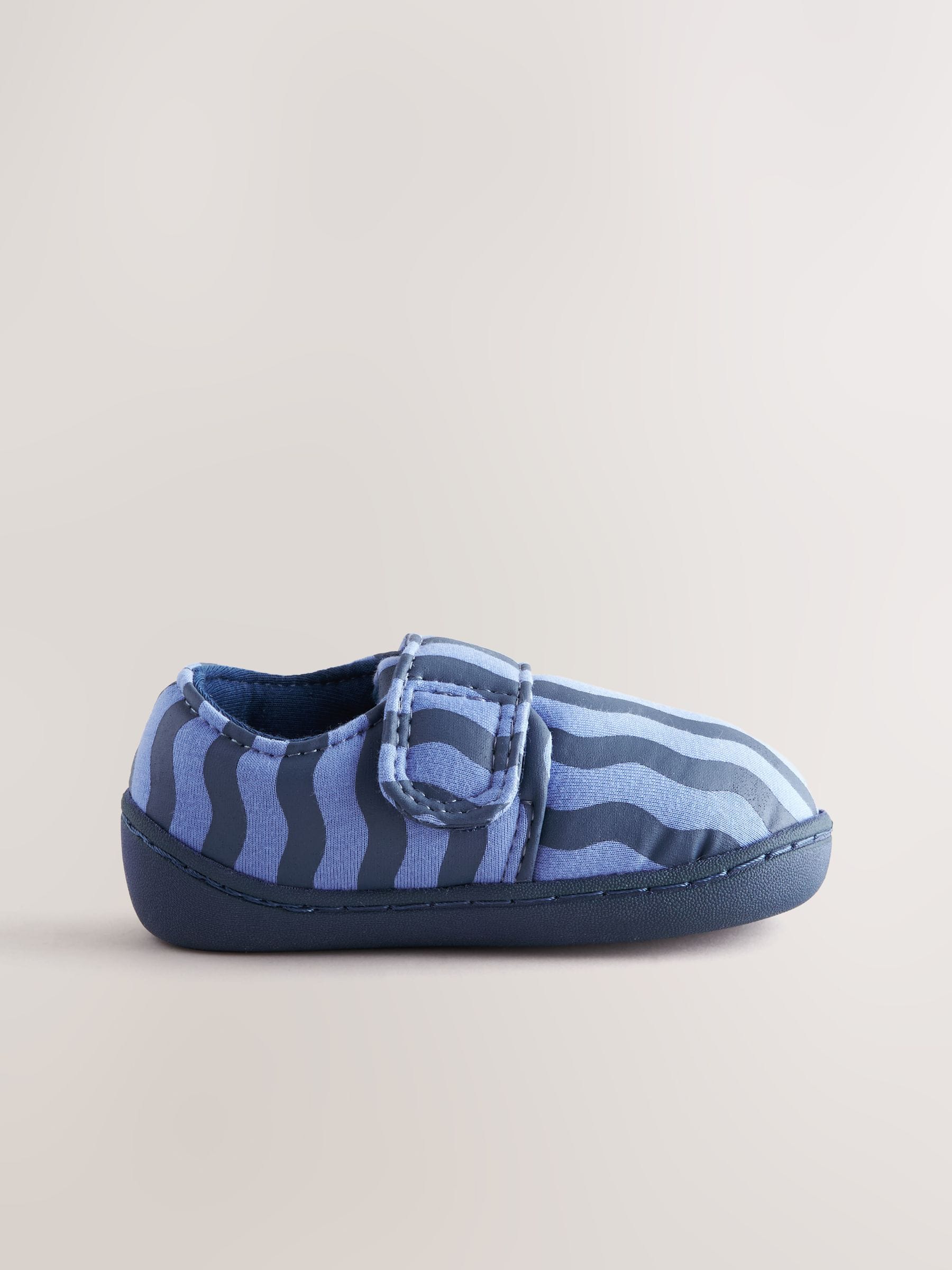 Blue Stripe Touch Fastening Cupsole Slippers