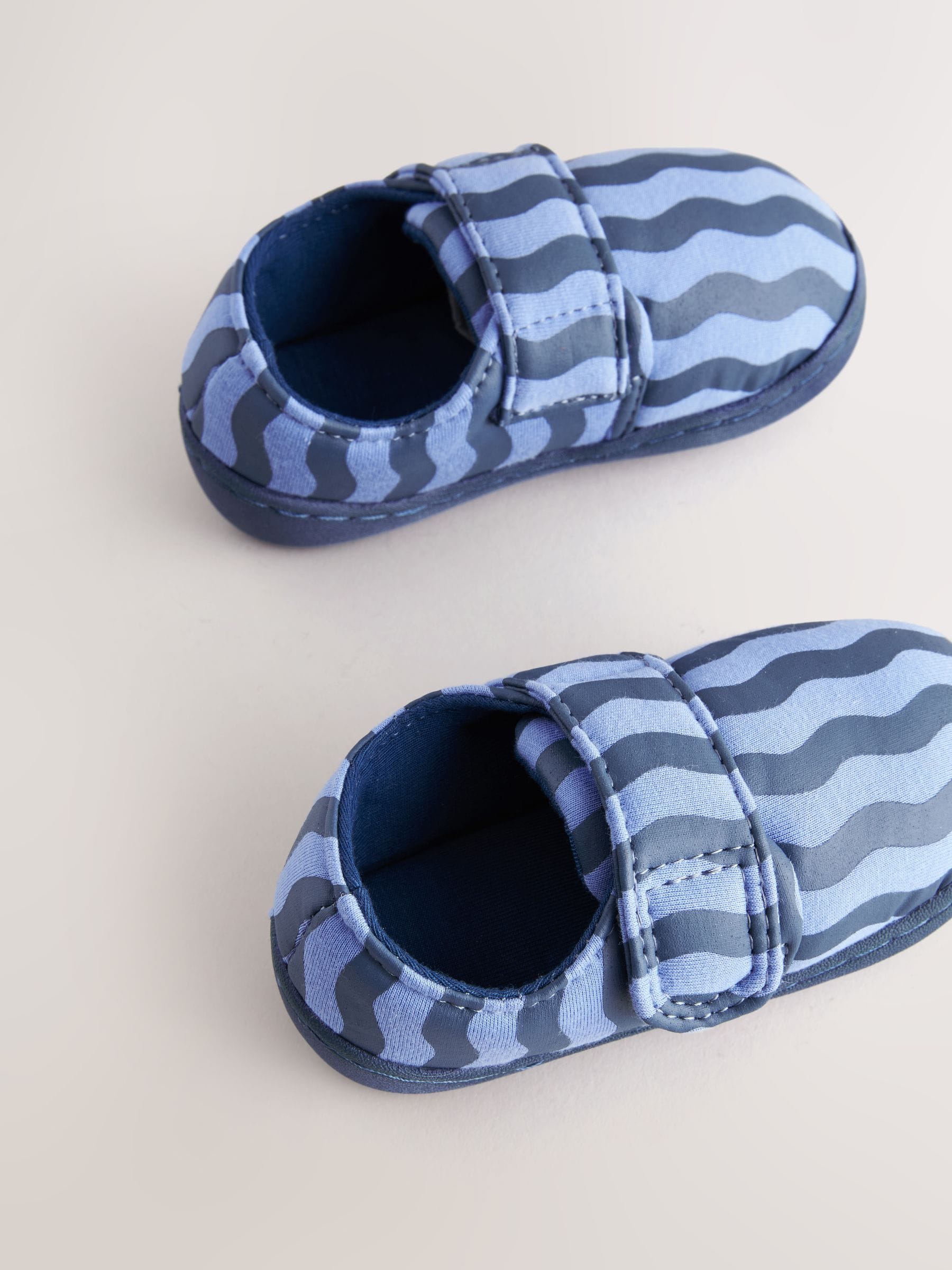 Blue Stripe Touch Fastening Cupsole Slippers