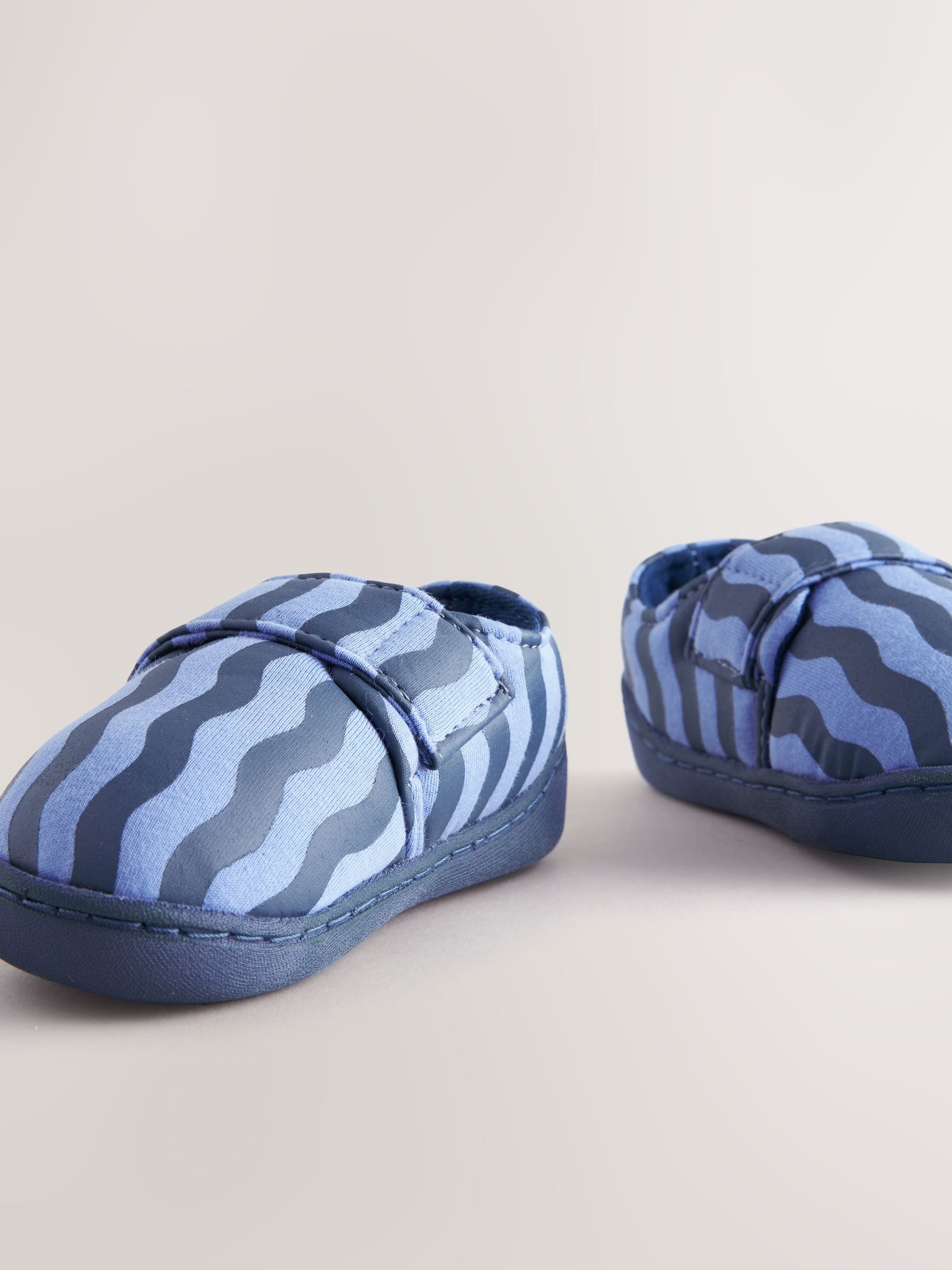 Blue Stripe Touch Fastening Cupsole Slippers