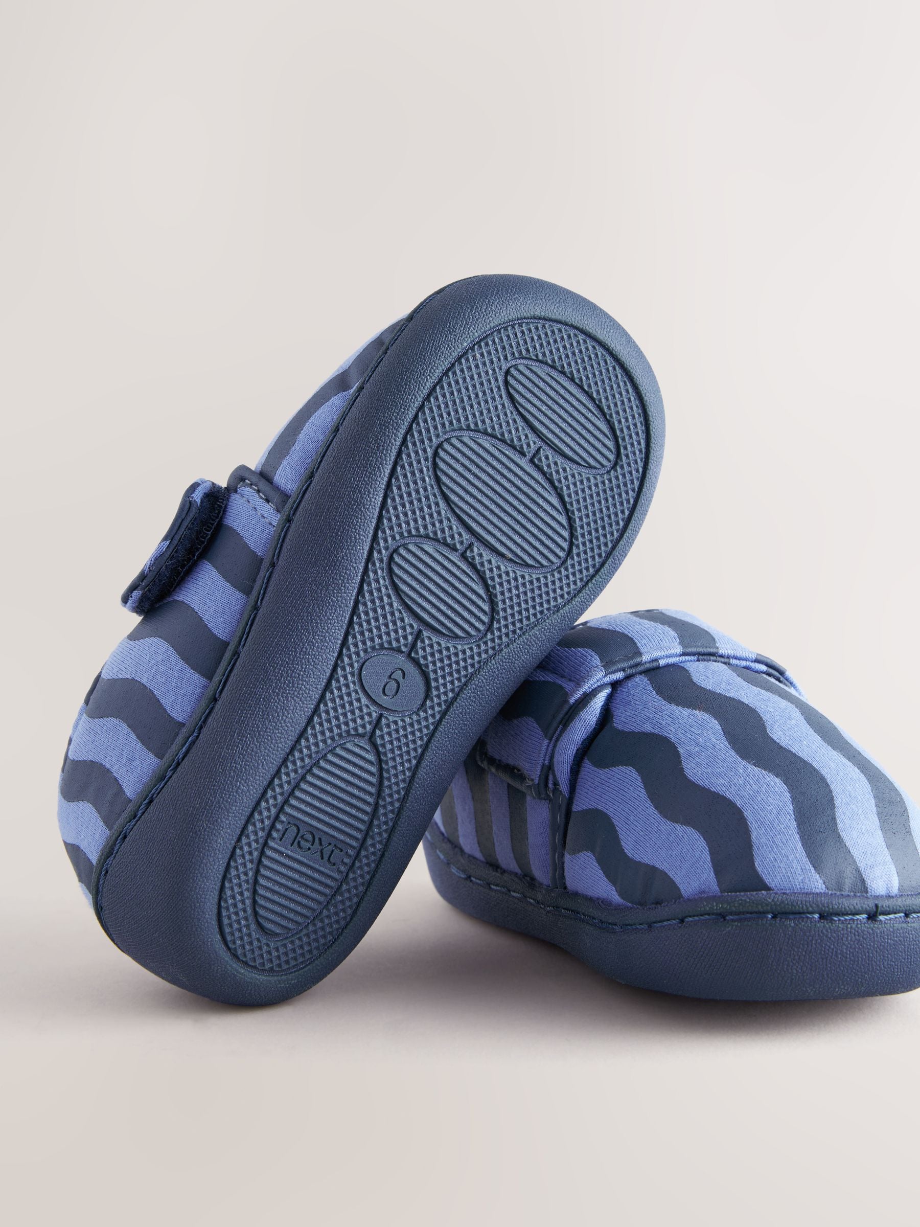 Blue Stripe Touch Fastening Cupsole Slippers