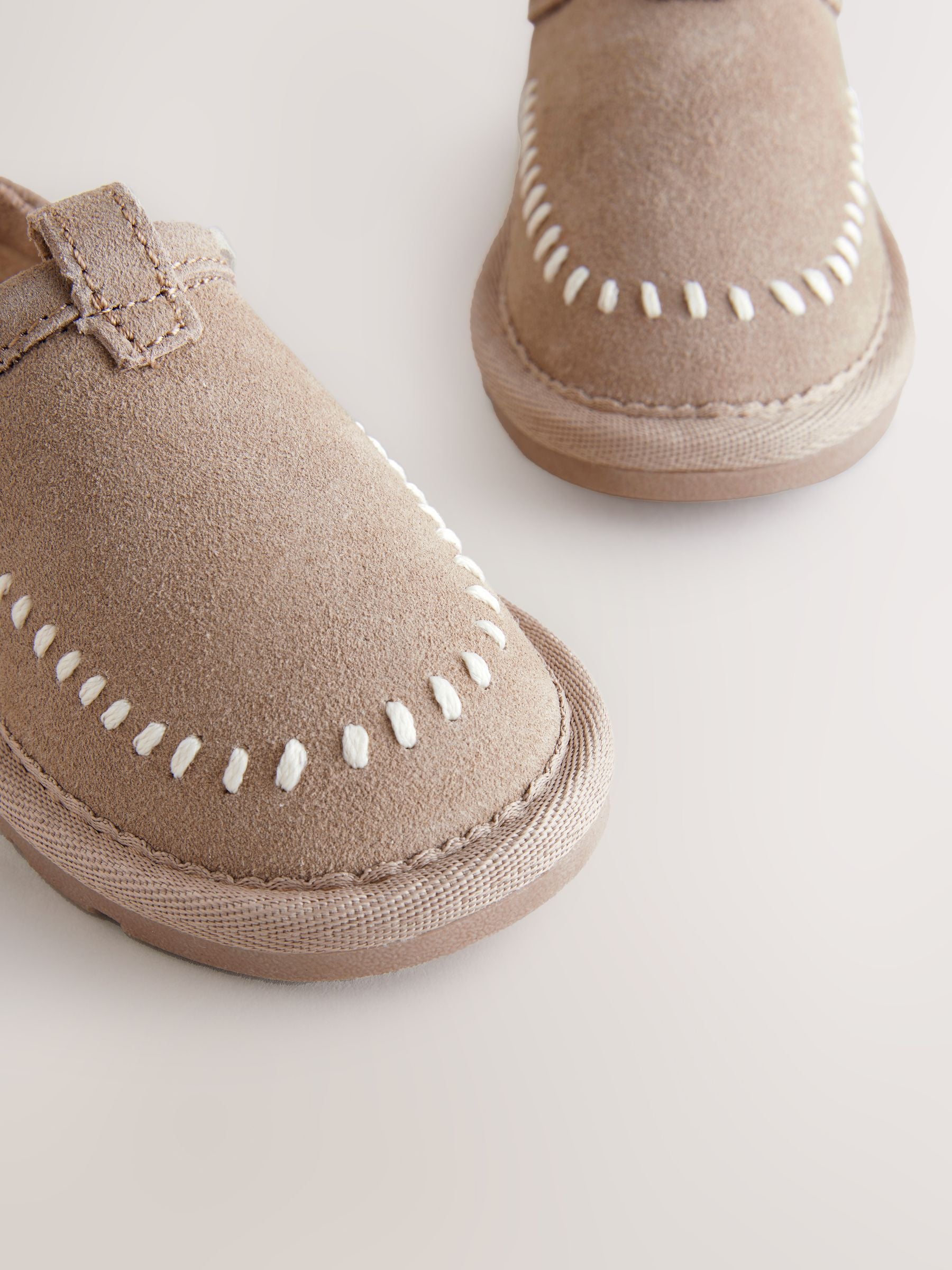 Neutral Suede Stitch Mules