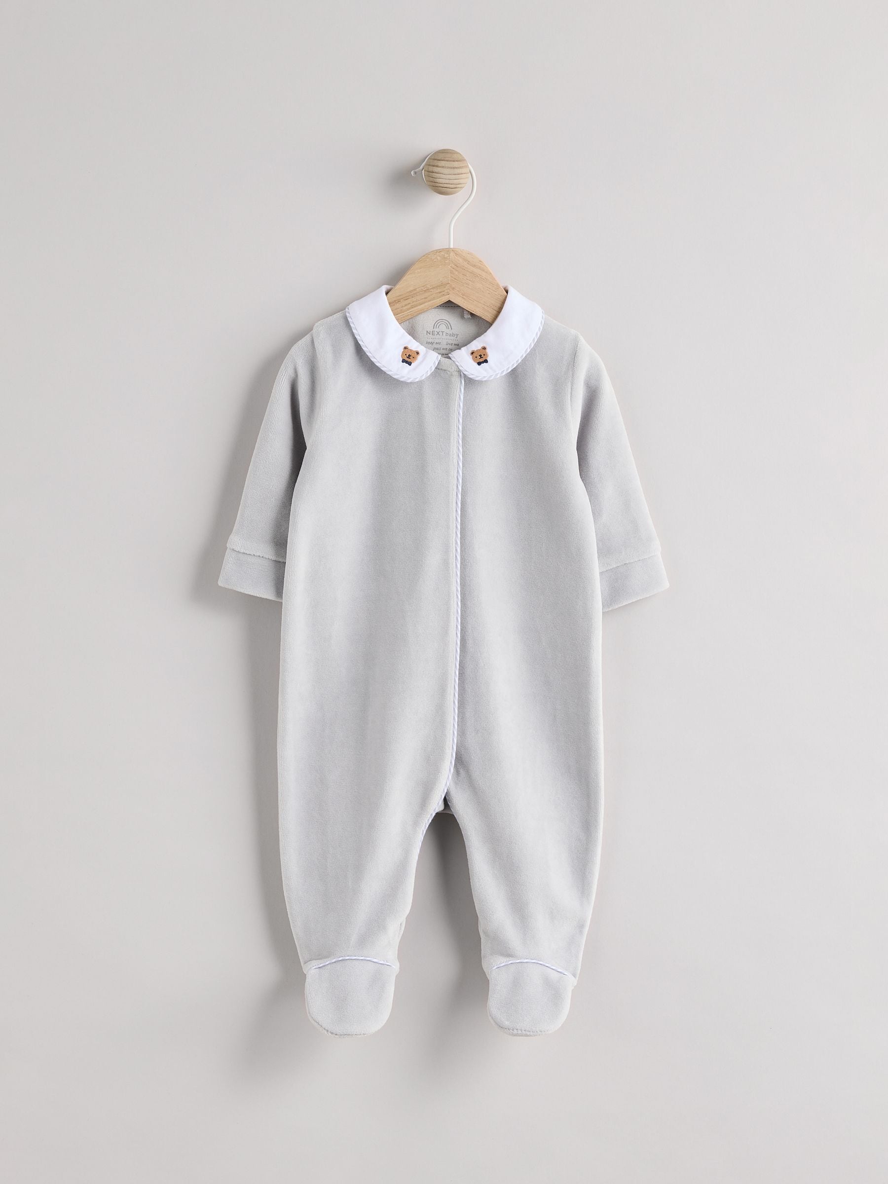 Blue Baby Teddy Bear Textured Sleepsuit (0mths-3yrs)