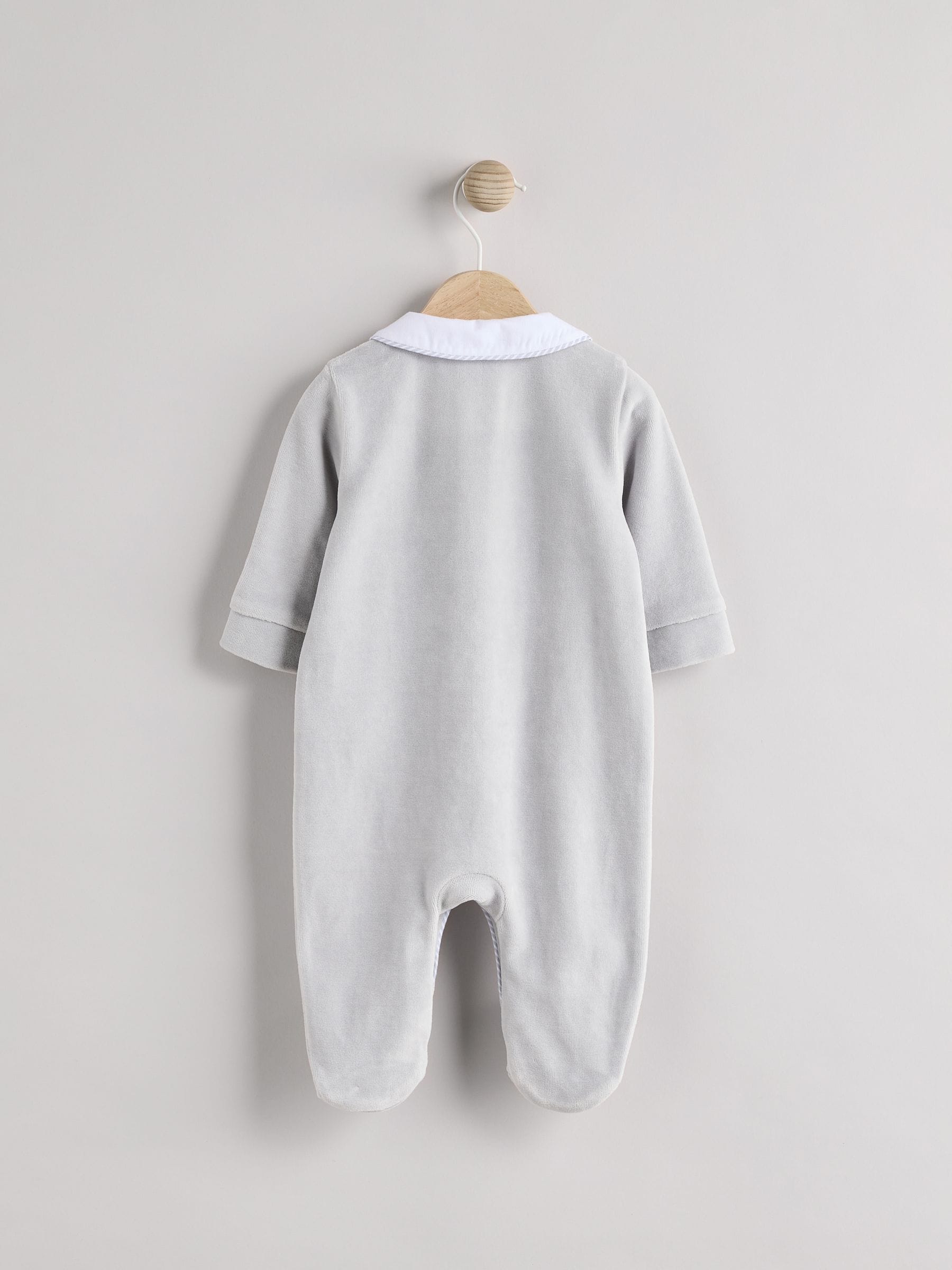 Blue Baby Teddy Bear Textured Sleepsuit (0mths-3yrs)