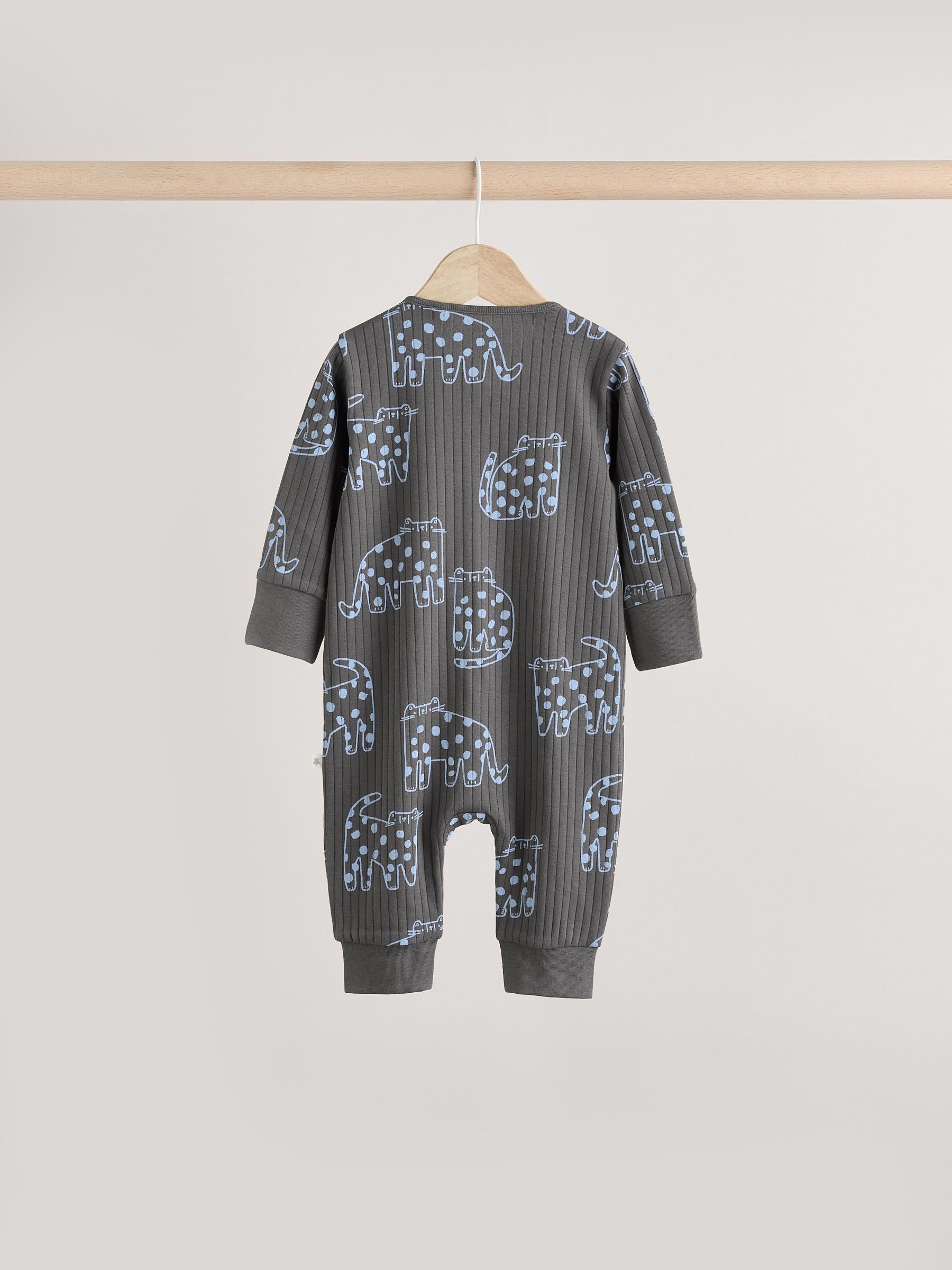 Minerals Baby Animal Print Two Way Zip Footless 100% Cotton Sleepsuits 5 Pack (0mths-3yrs)