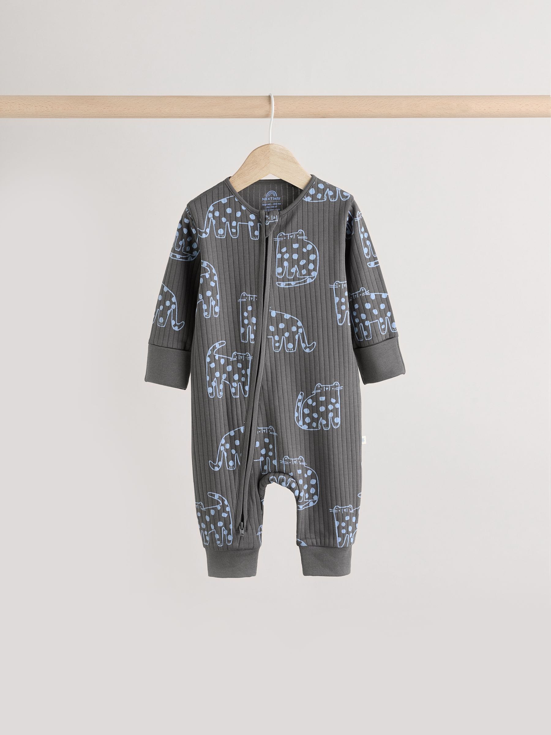 Minerals Baby Animal Print Two Way Zip Footless 100% Cotton Sleepsuits 5 Pack (0mths-3yrs)