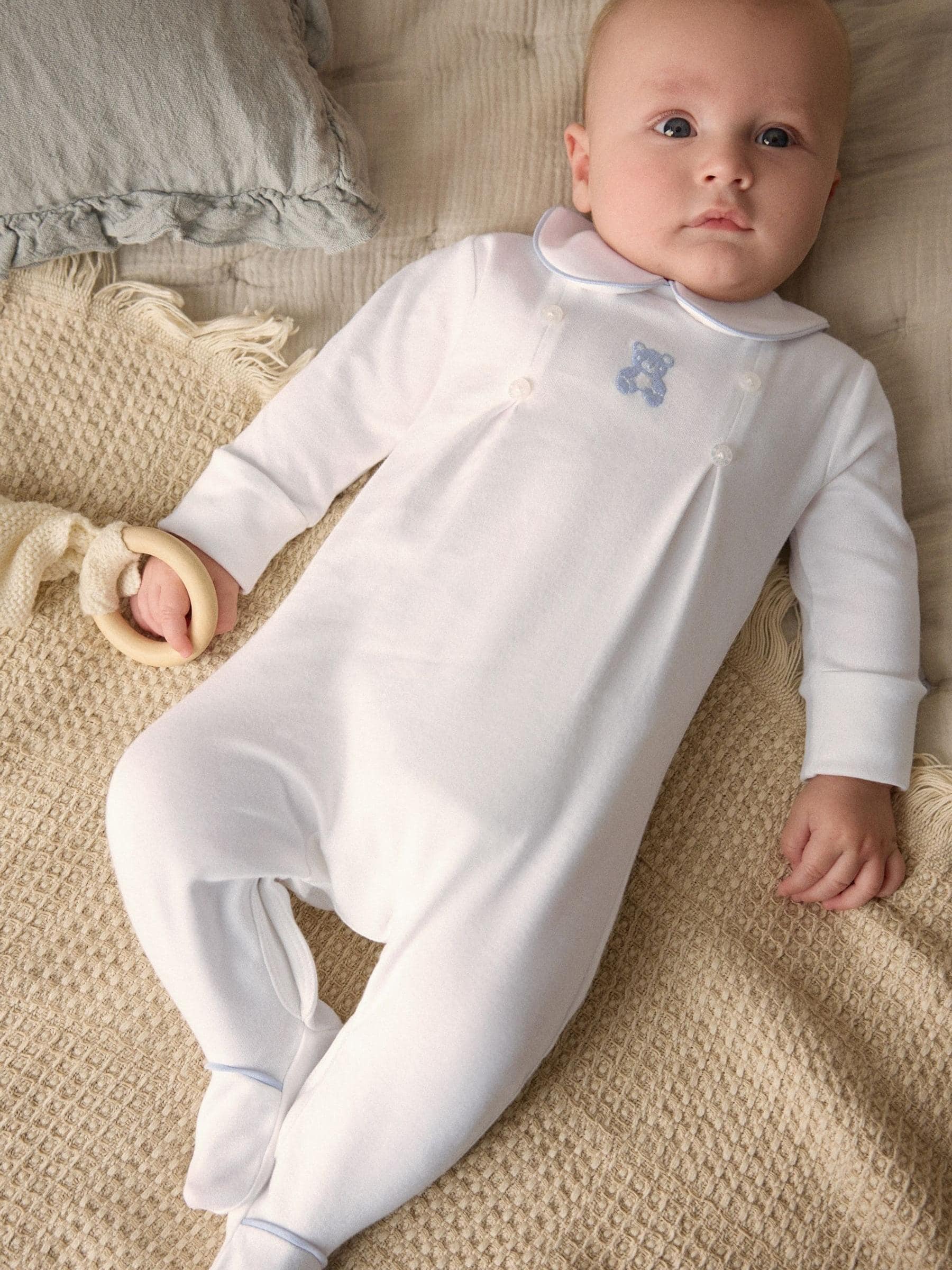 White Bear Baby Occasion 100% Cotton Sleepsuit (0mths-2yrs)