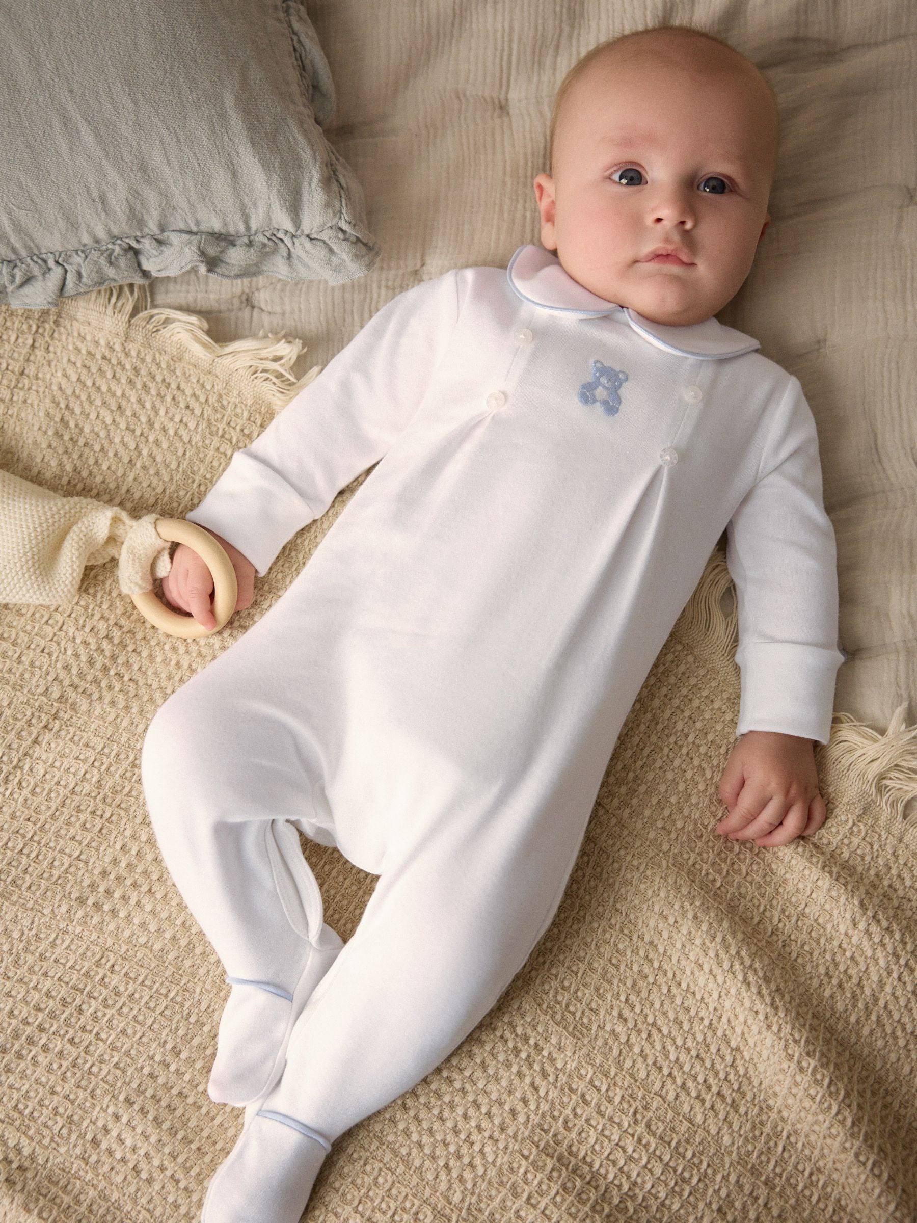 White Bear Baby Occasion 100% Cotton Sleepsuit (0mths-2yrs)