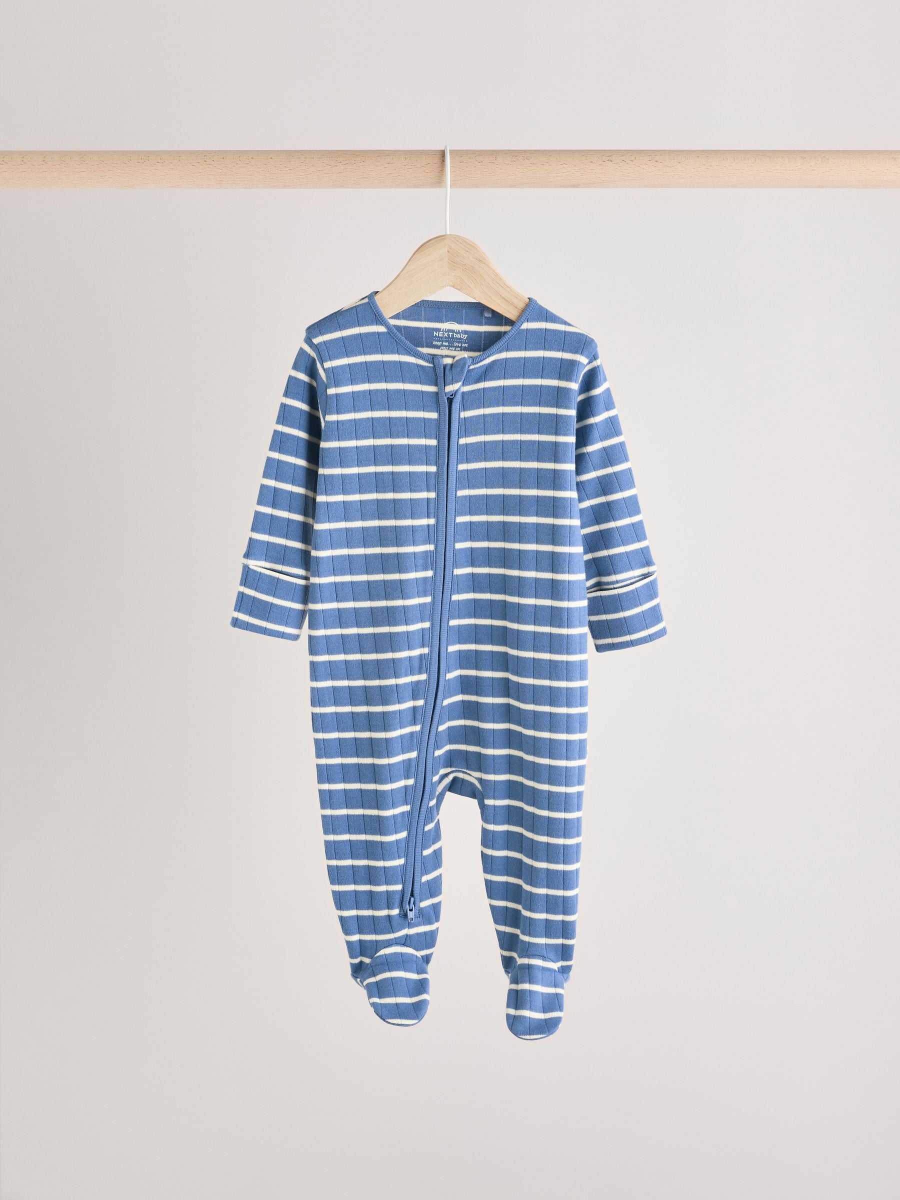 Navy Star 100% Cotton Sleepsuits 3 Pack (0mths-2yrs)