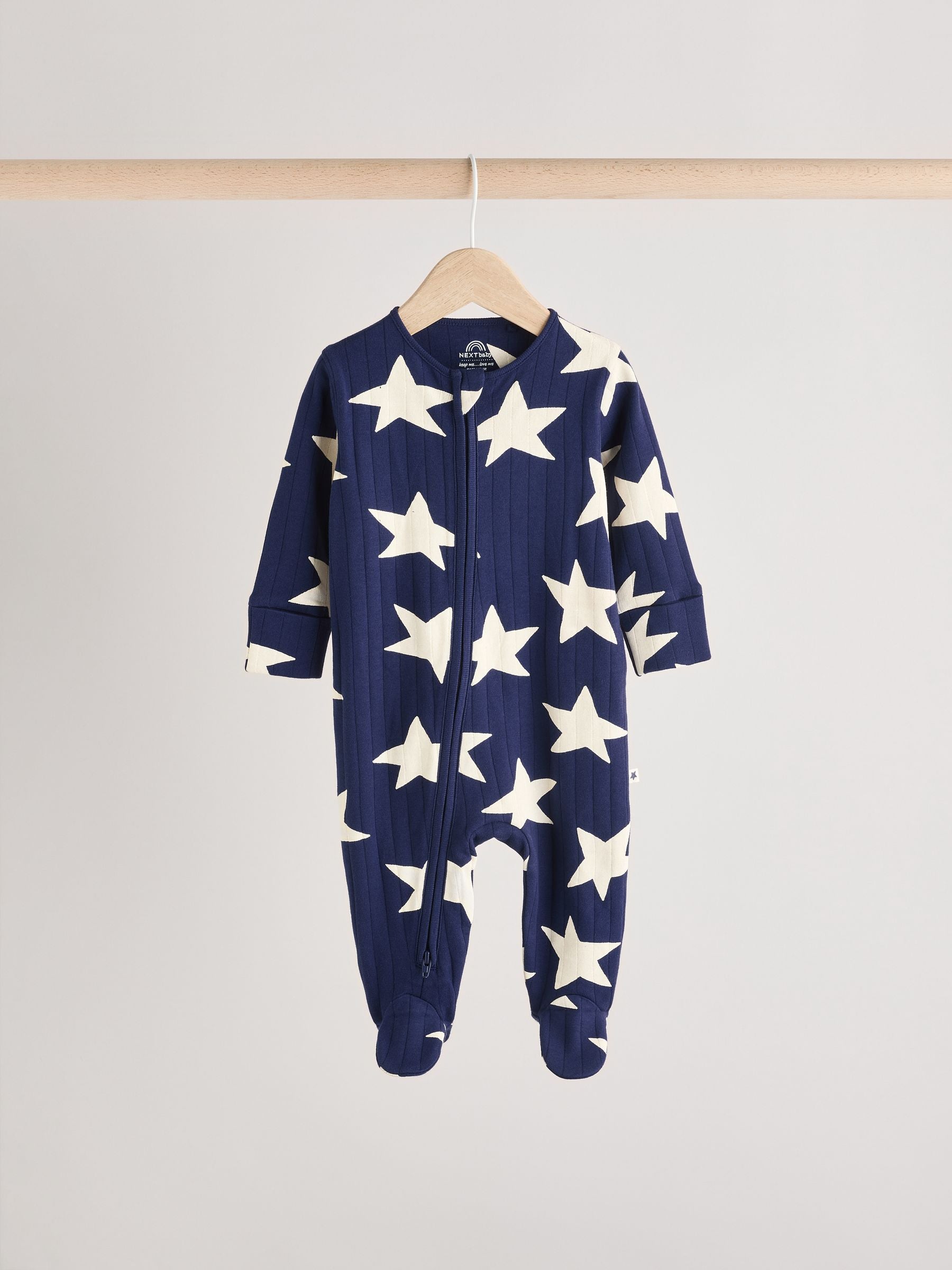 Navy Star 100% Cotton Sleepsuits 3 Pack (0mths-2yrs)