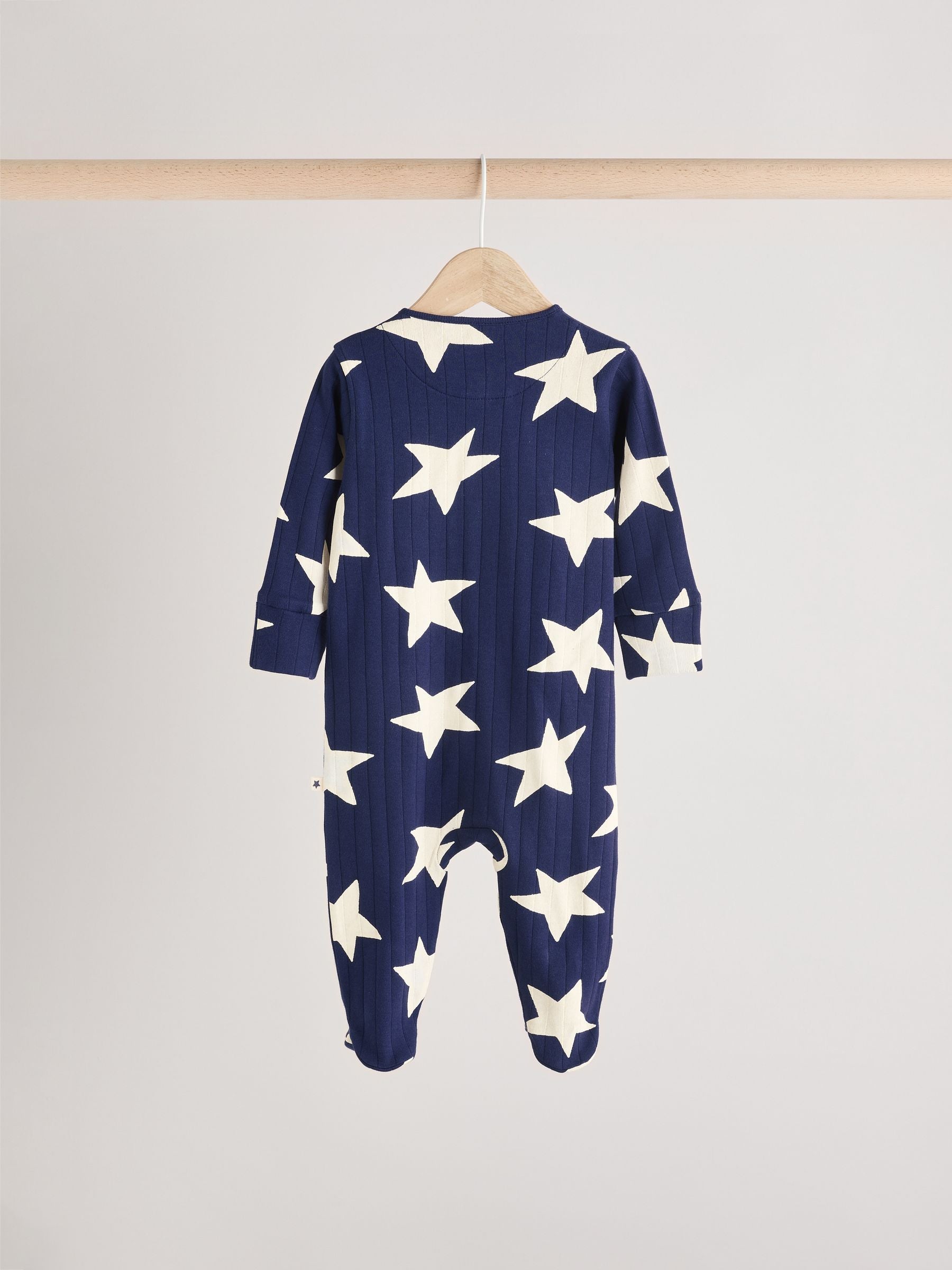 Navy Star 100% Cotton Sleepsuits 3 Pack (0mths-2yrs)