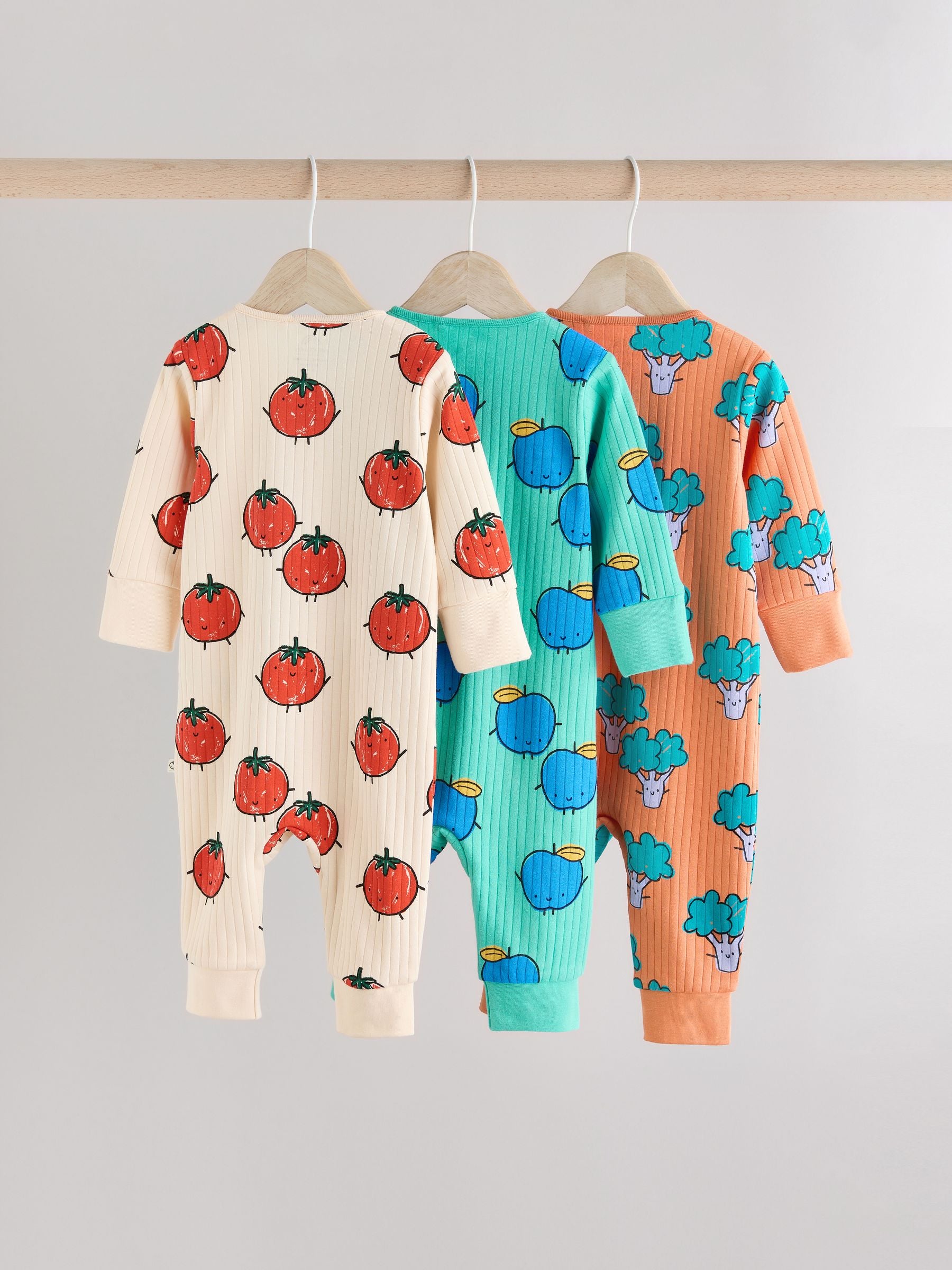 Bright Baby Two Way Zip Footless 100% Cotton Sleepsuits 3 Pack (0mths-3yrs) (0mths-3yrs)