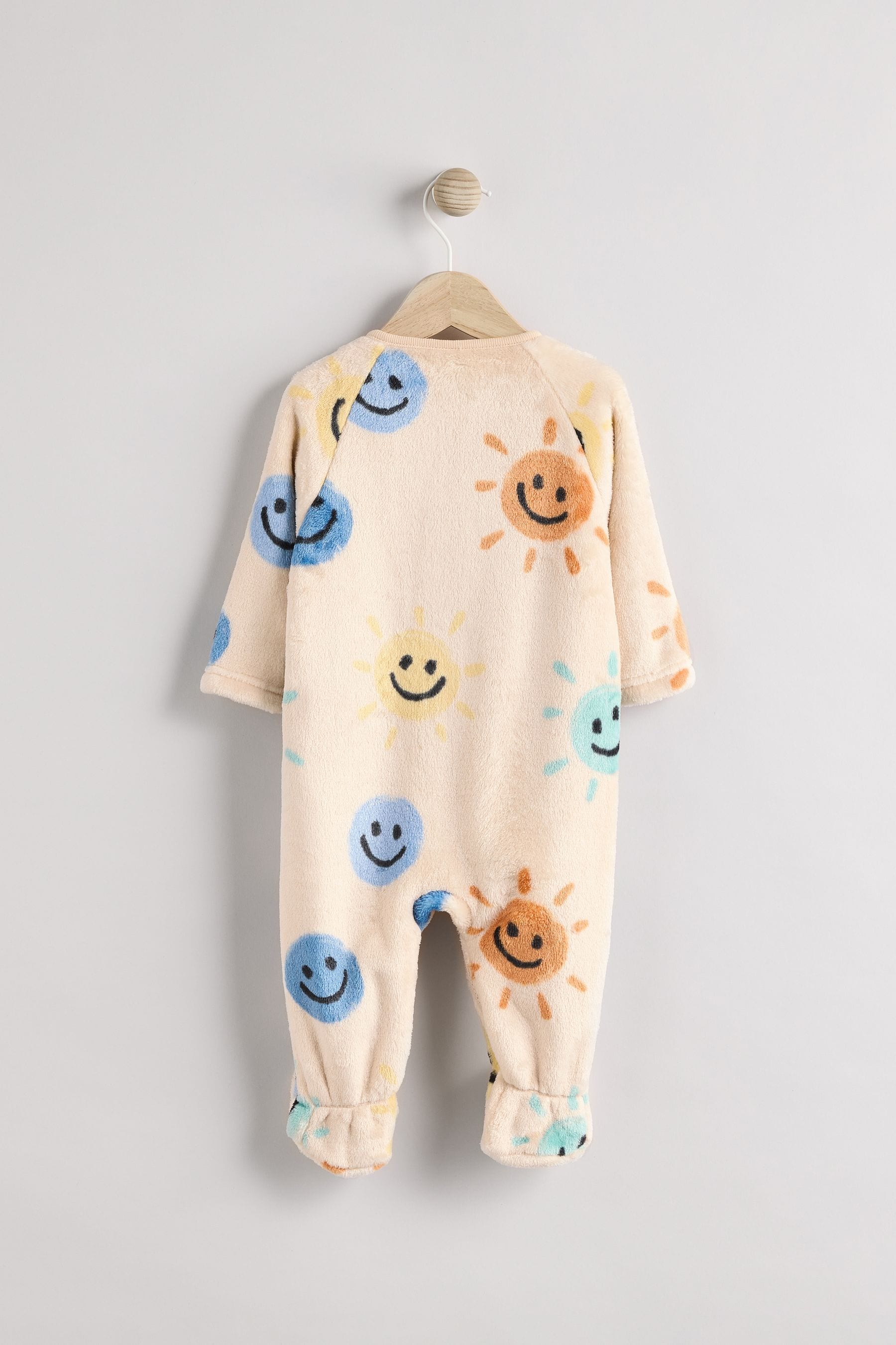 Beige Baby Zip Fleece Sleepsuit