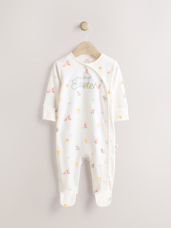 White 100% Cotton Baby My First Easter Sleepsuit (0-12mths)