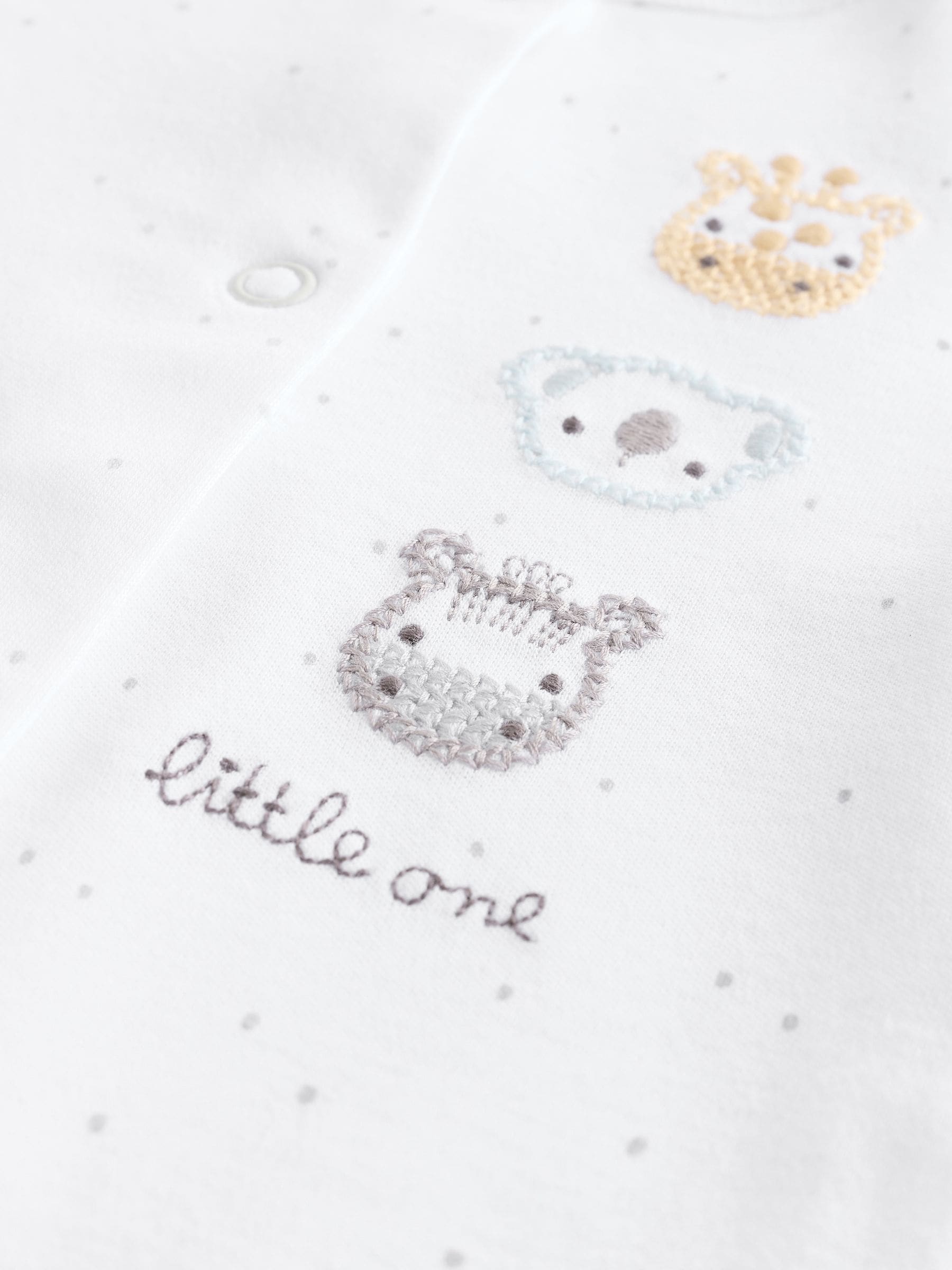 White Baby Animal Print 100% Cotton Sleepsuits 3 Pack (0-2yrs)