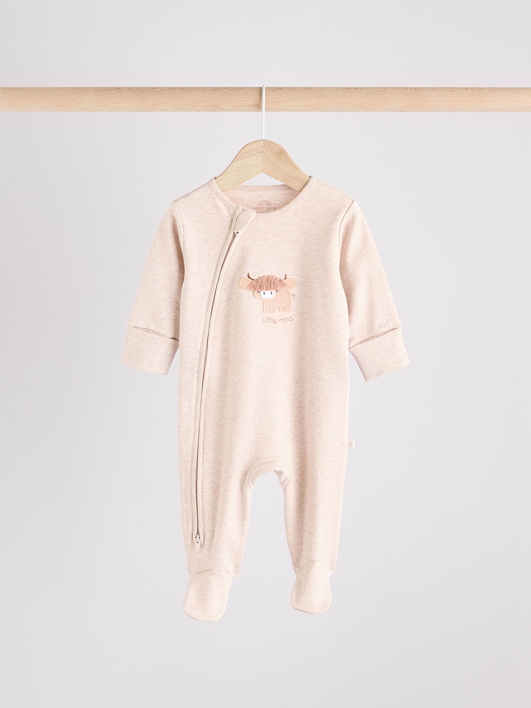 Neutral Hamish Baby 100% Cotton Sleepsuits 3 Pack (0mths-2yrs)