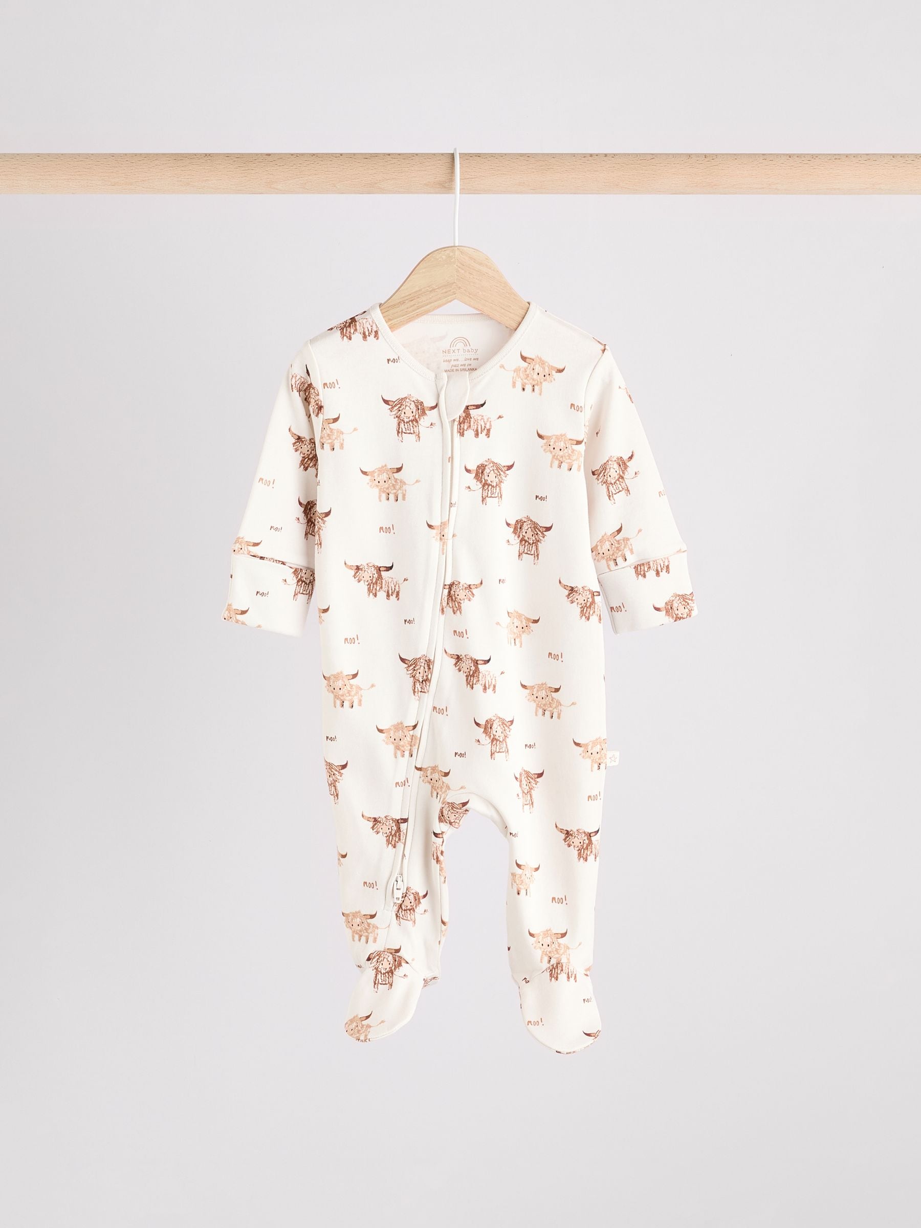 Neutral Hamish Baby 100% Cotton Sleepsuits 3 Pack (0mths-2yrs)