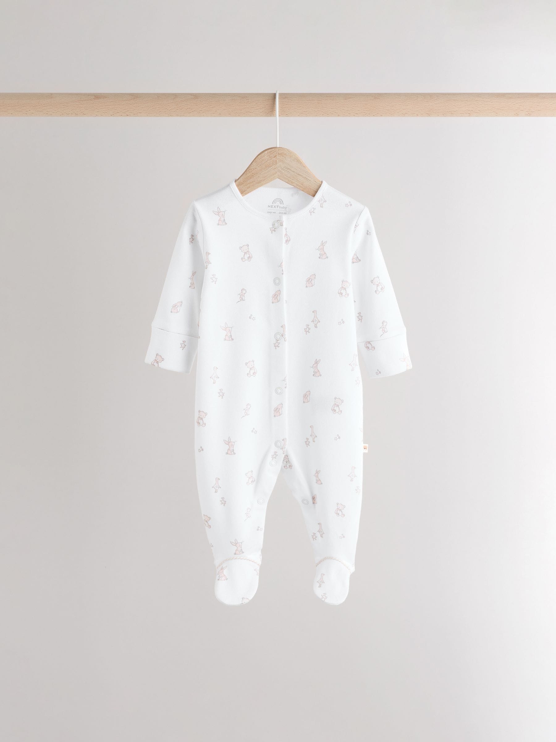 White 100% Cotton Sleepsuits 3 Pack (0-2yrs)