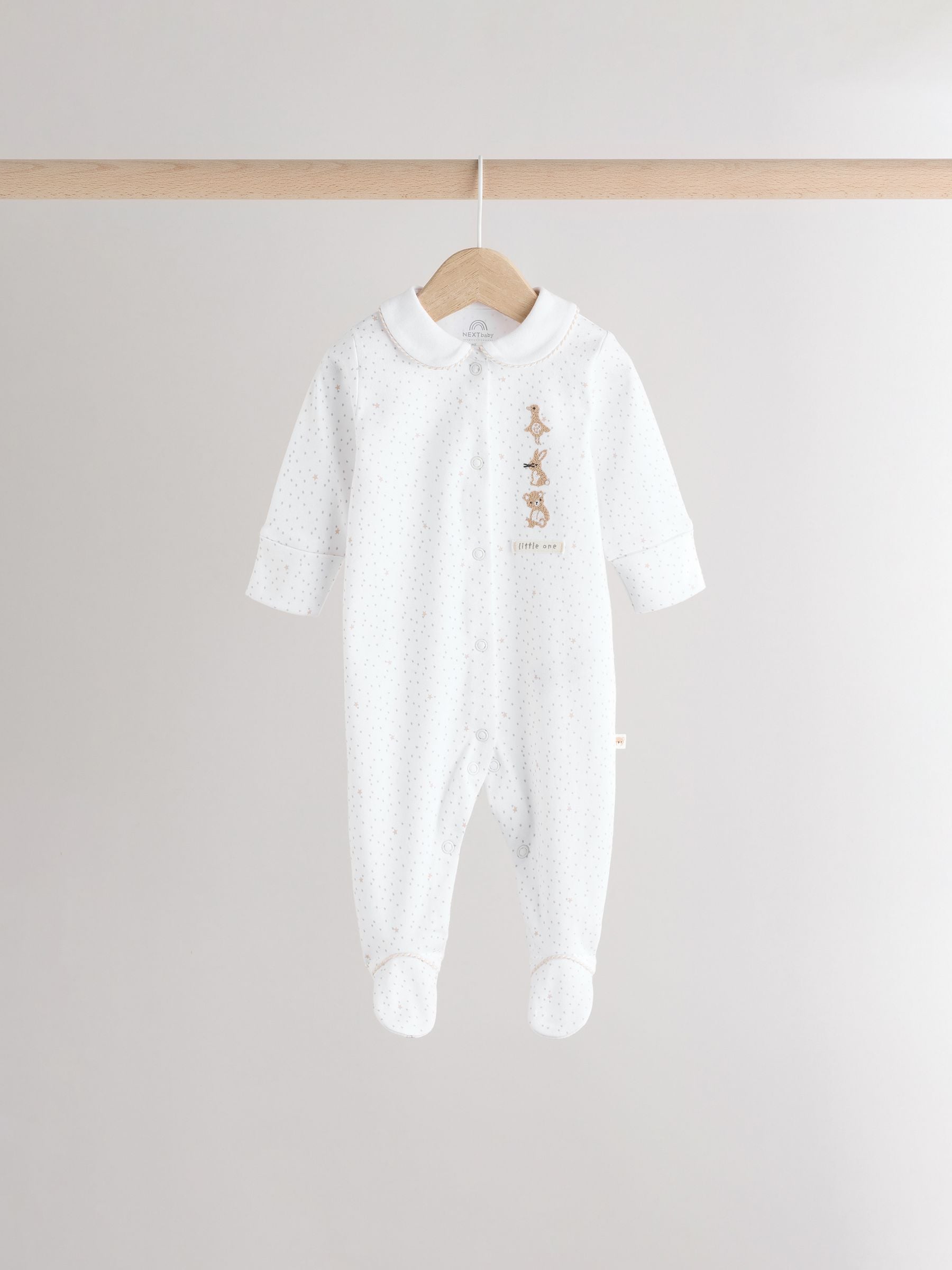 White 100% Cotton Sleepsuits 3 Pack (0-2yrs)