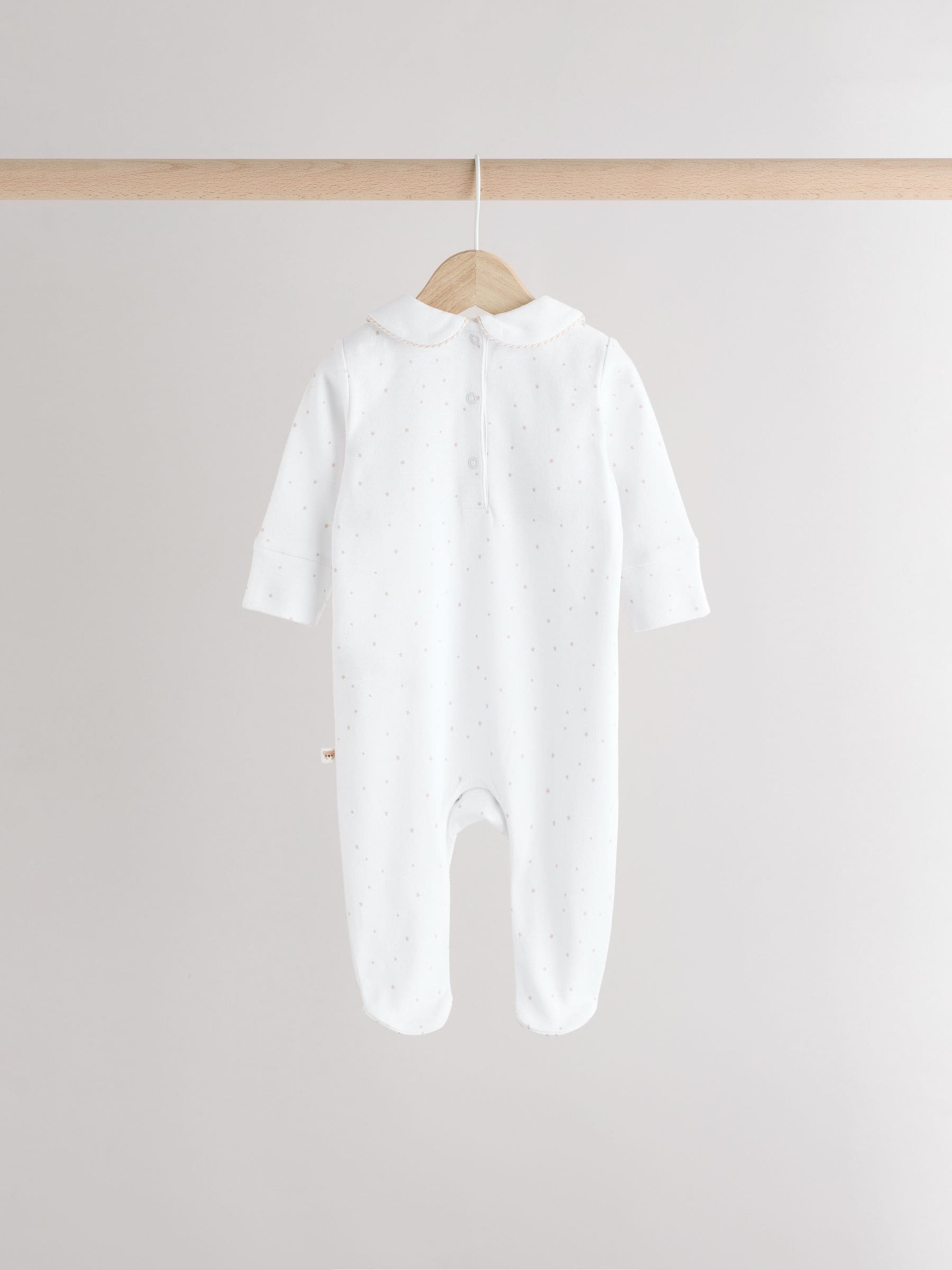 White 100% Cotton Sleepsuits 3 Pack (0-2yrs)