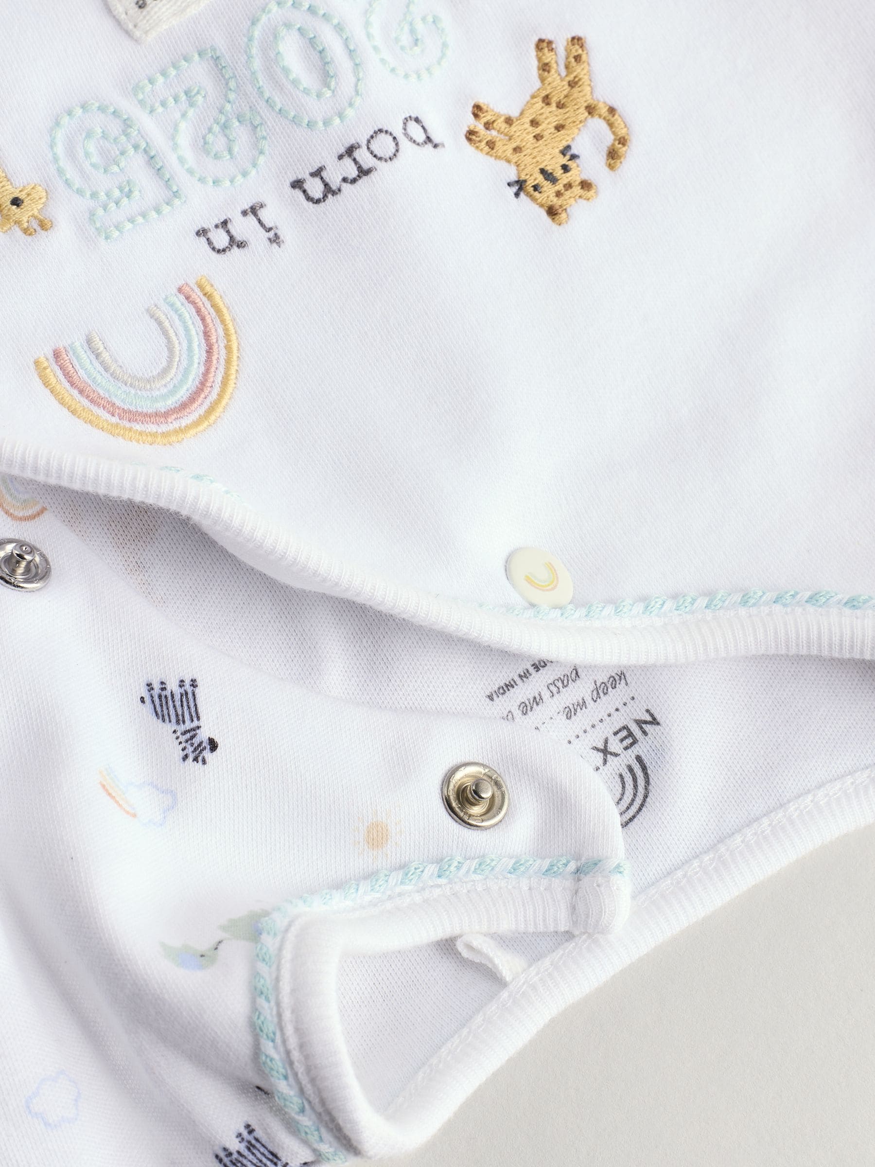 White Baby Born in 2025 100% Cotton Sleepsuit and Hat Set (0-9mths)