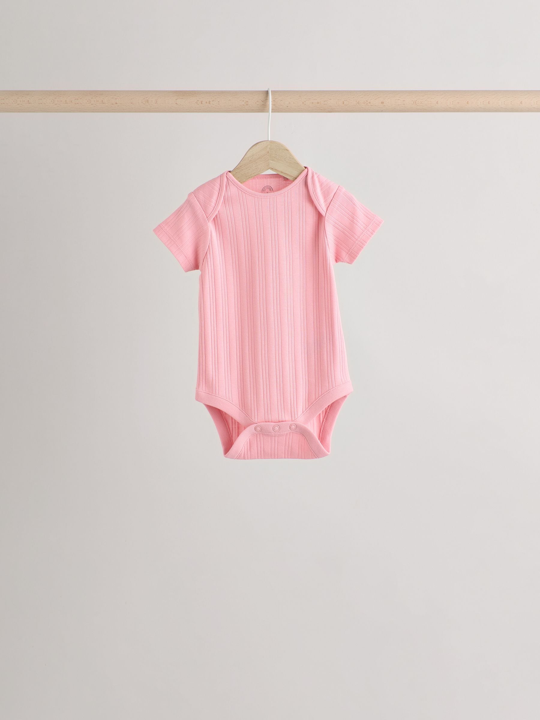 Pink pastels Short Sleeve Rib Baby 100% Cotton Bodysuits 5 Pack