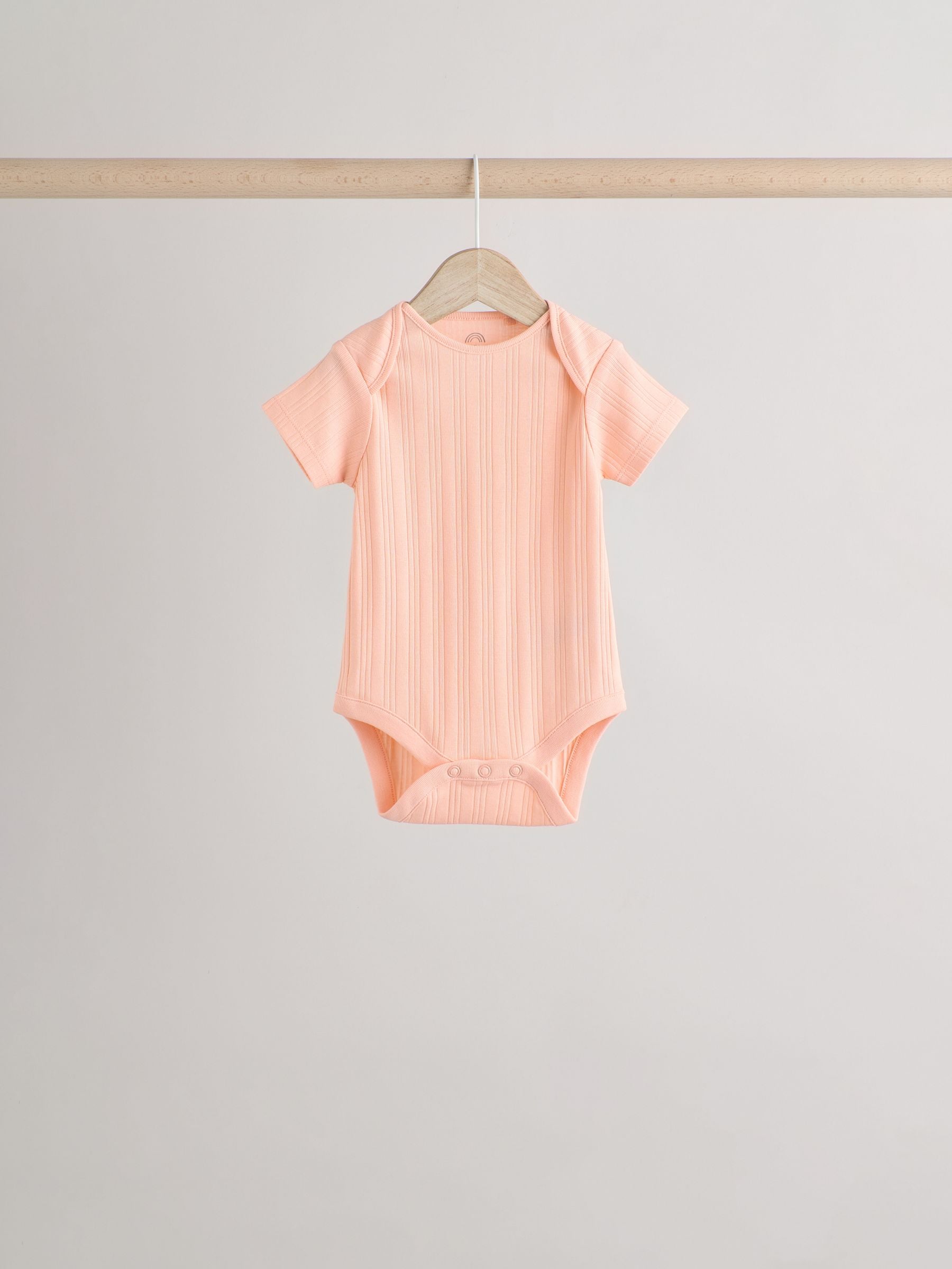 Pink pastels Short Sleeve Rib Baby 100% Cotton Bodysuits 5 Pack