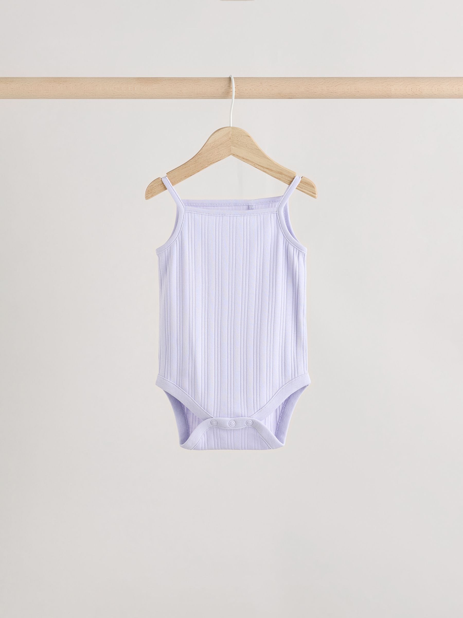 Pale pastels Ribbed Strappy Vest Baby 100% Cotton Bodysuits 5 Pack