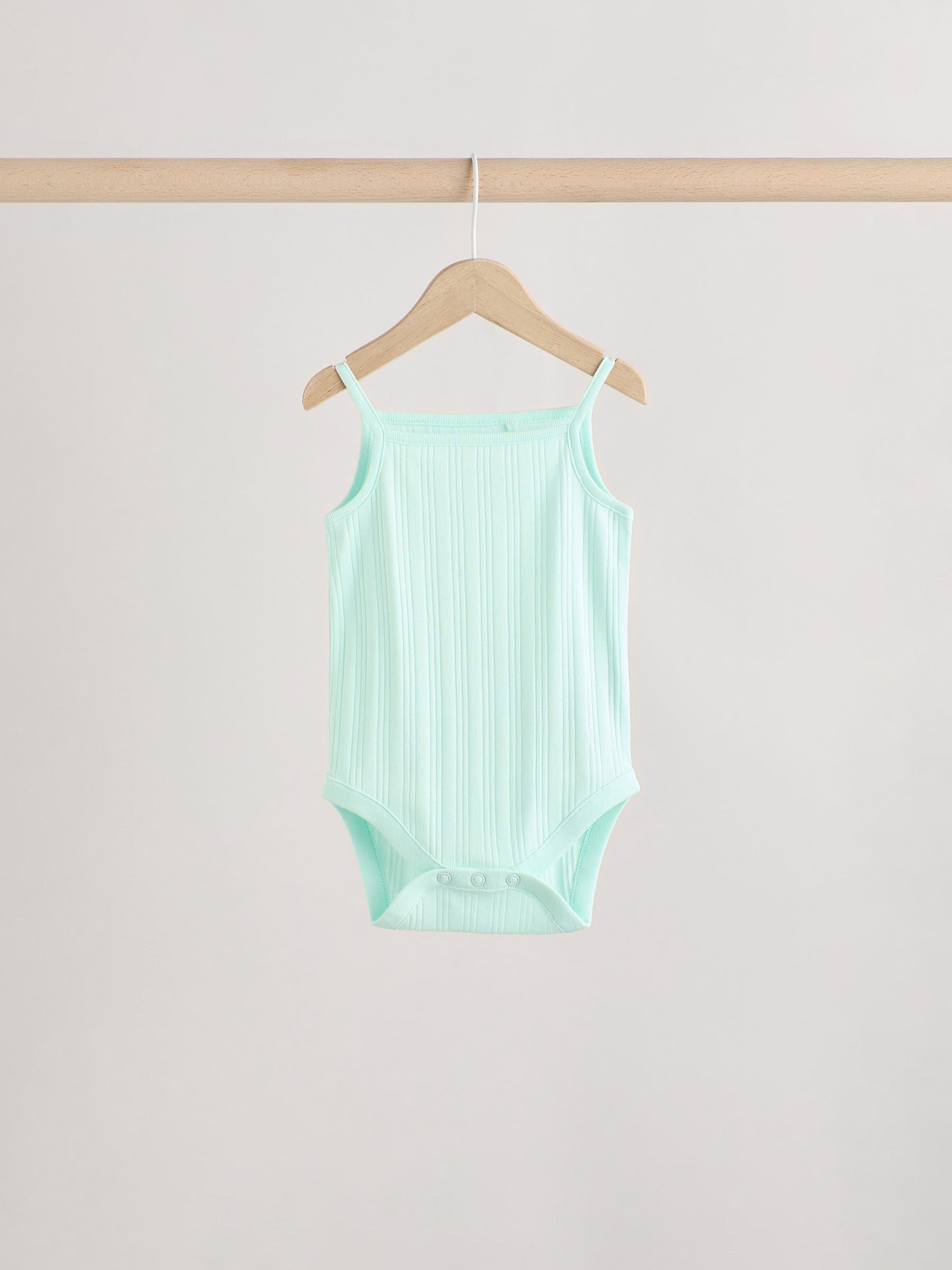 Pale pastels Ribbed Strappy Vest Baby 100% Cotton Bodysuits 5 Pack