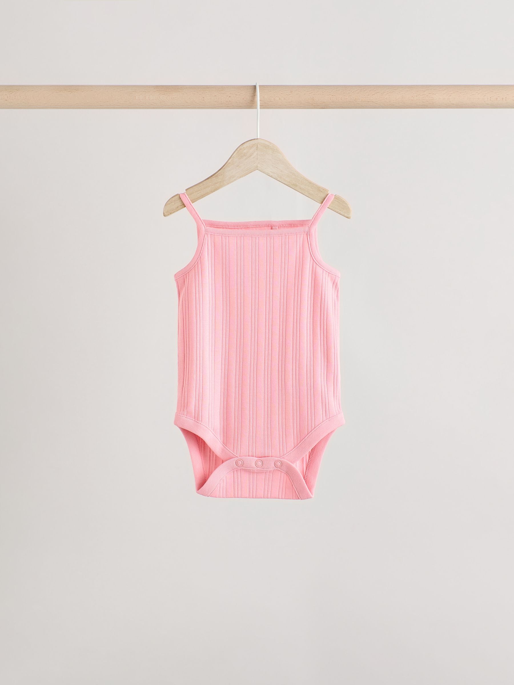 Pale pastels Ribbed Strappy Vest Baby 100% Cotton Bodysuits 5 Pack