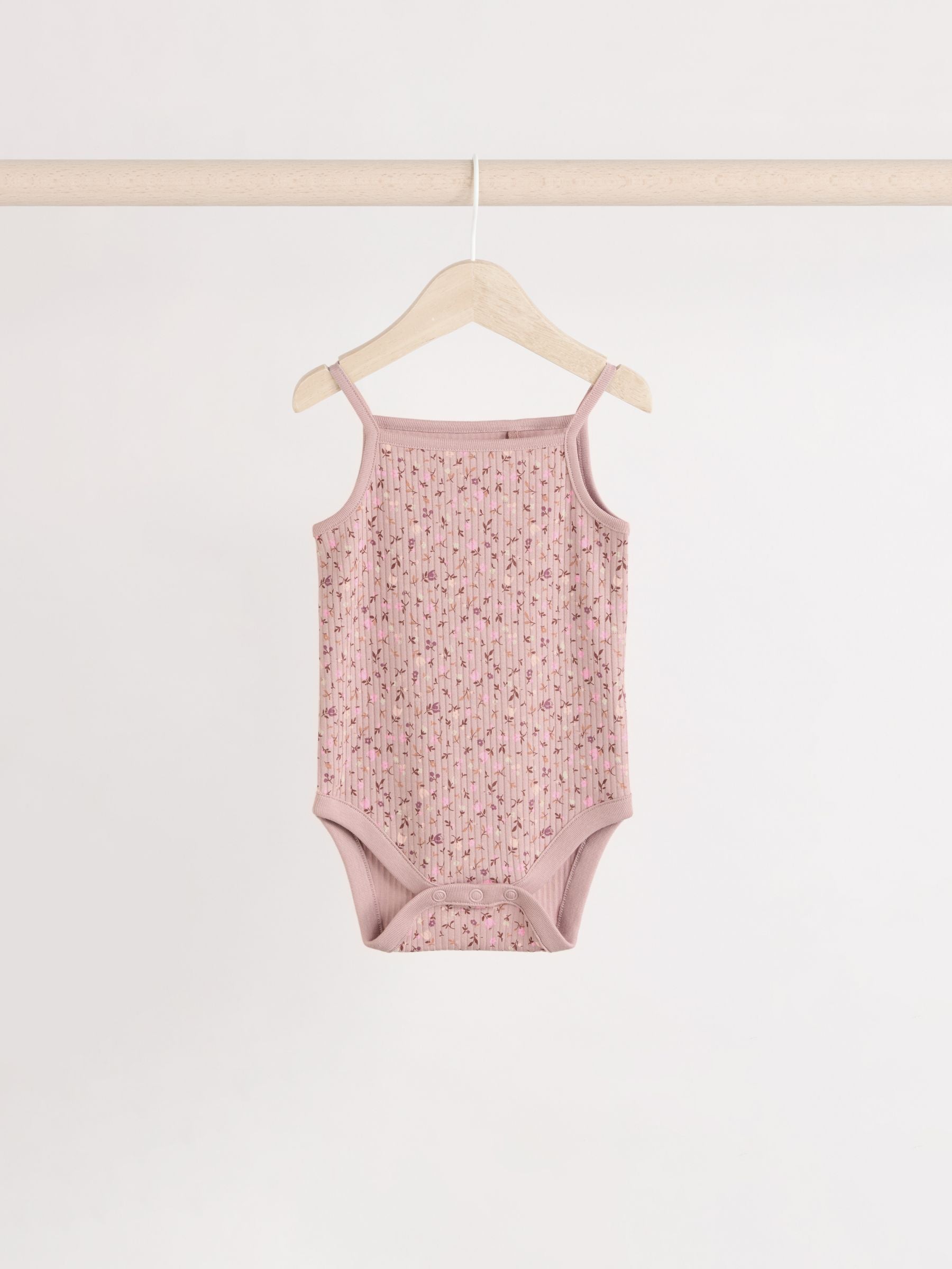 Caramel Ditsy Strappy Vest Baby 100% Cotton Bodysuits 5 Pack