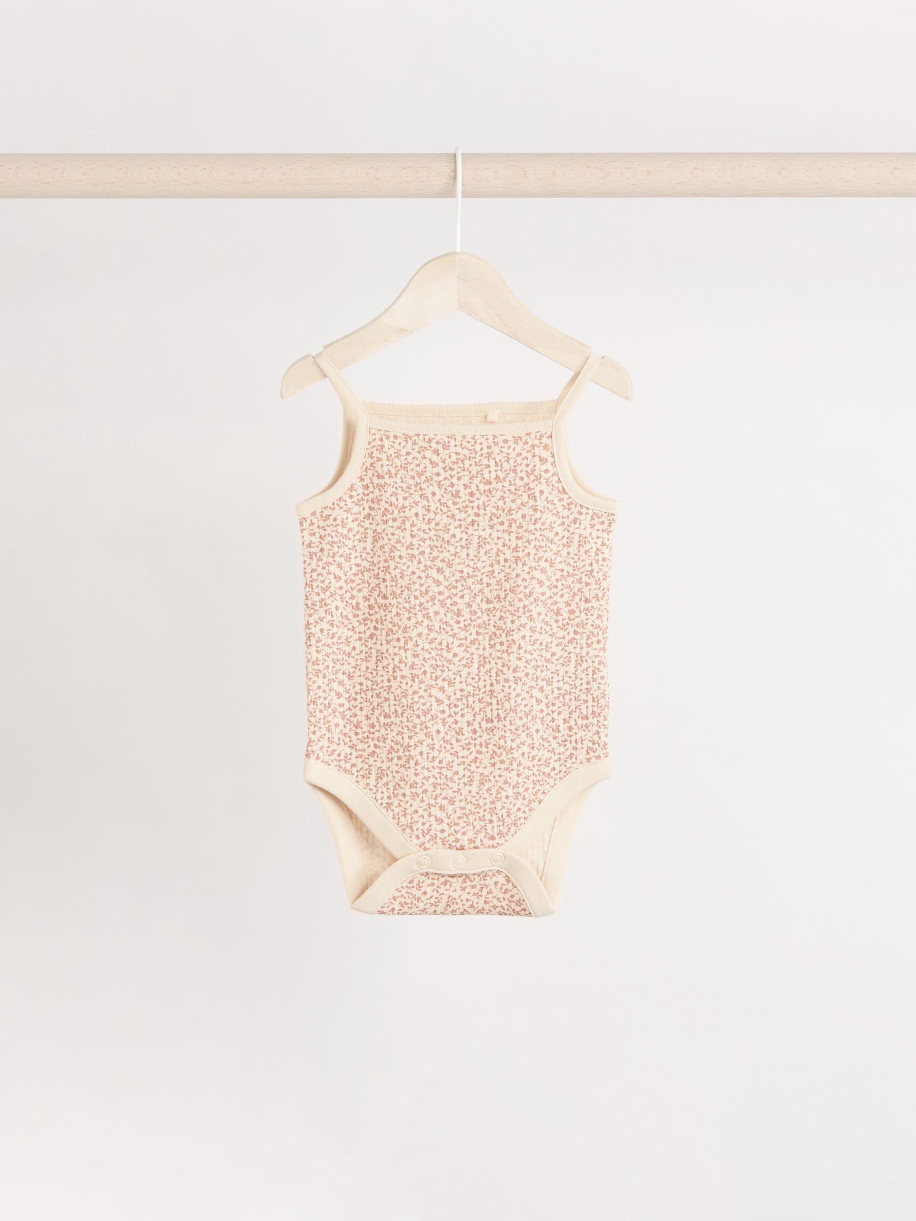 Caramel Ditsy Strappy Vest Baby 100% Cotton Bodysuits 5 Pack